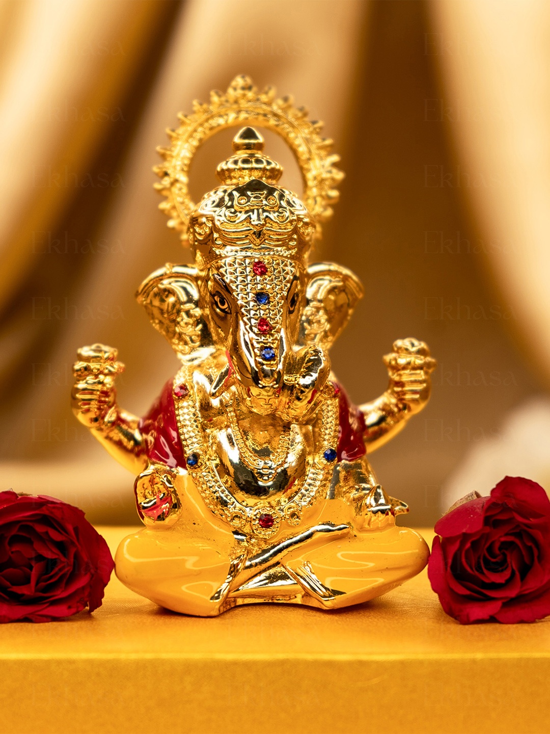 

Ekhasa Gold-Toned & Red Religious Idol Showpiece