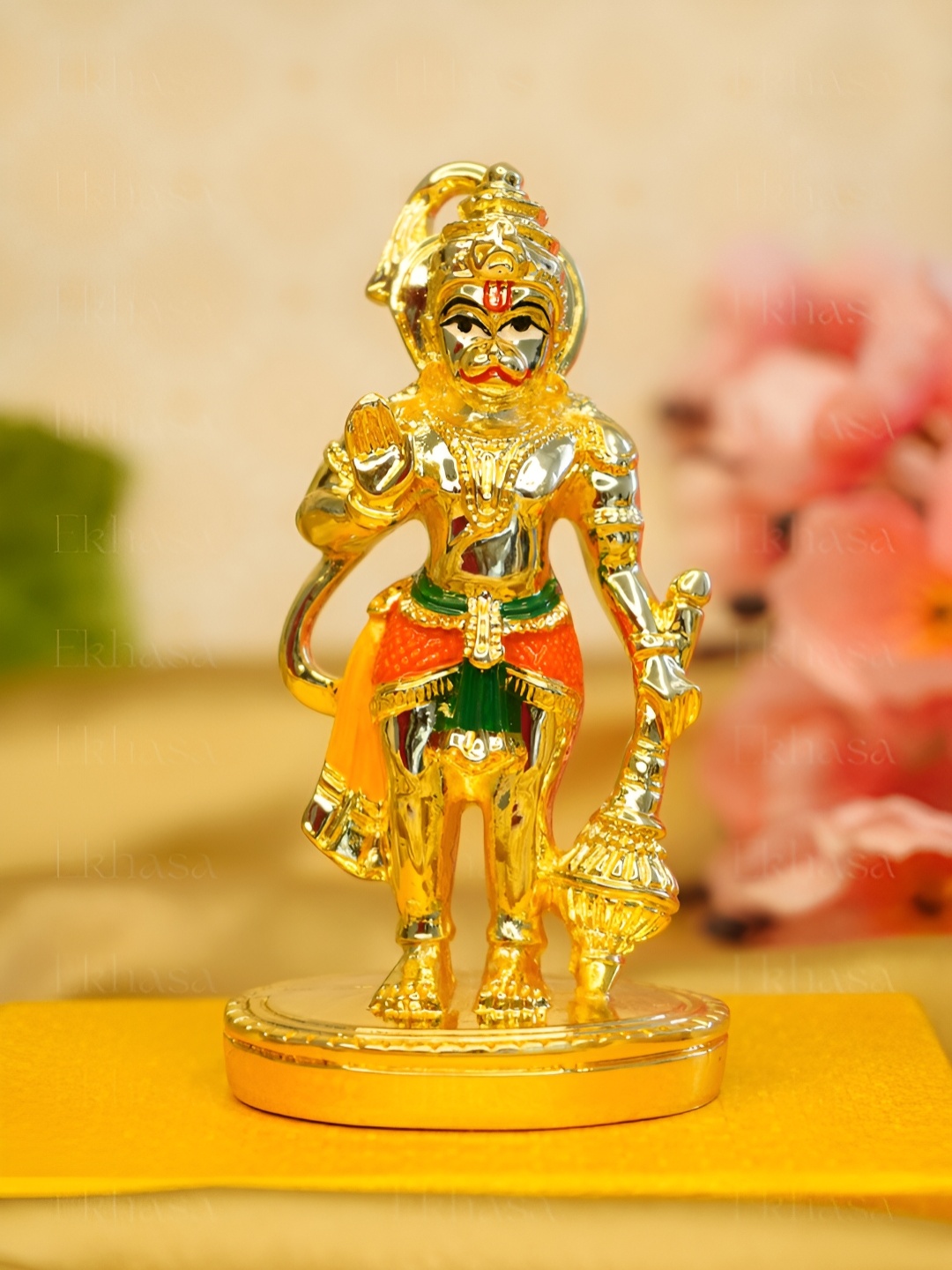 

Ekhasa Gold-Toned & Green Hanuman Ji Religious Idol Showpiece