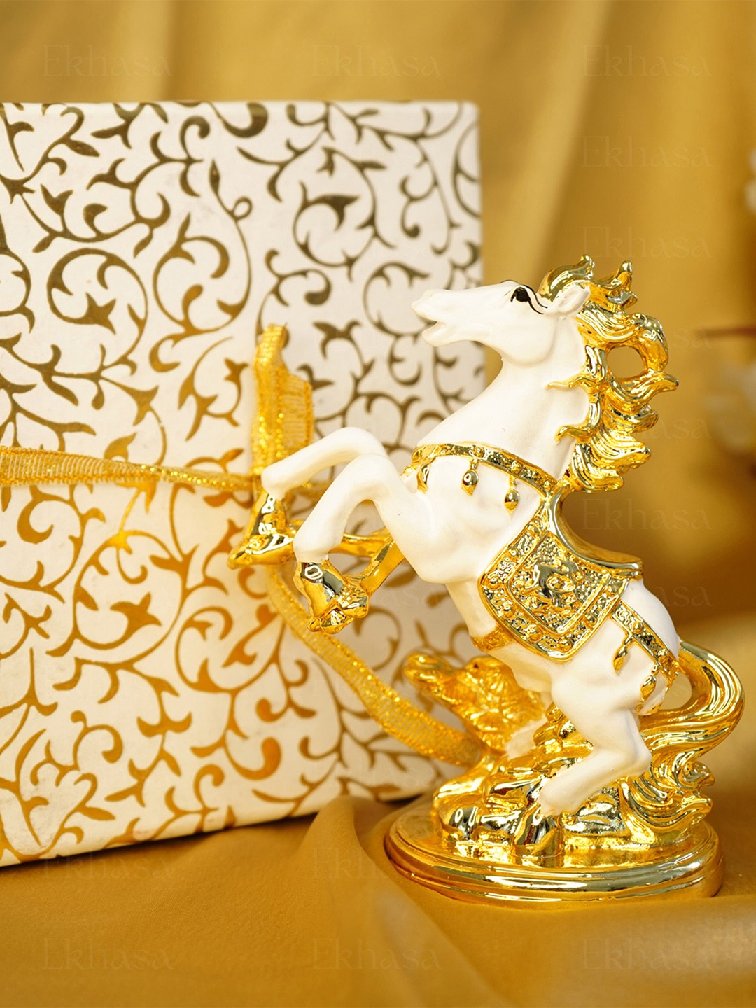 

Ekhasa White Running Horse Figurine Showpiece
