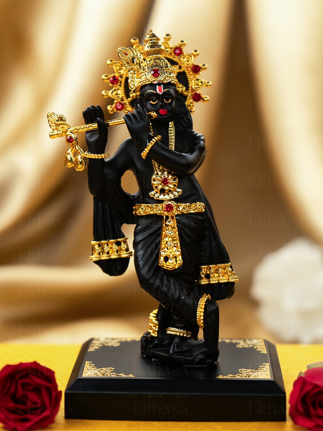 

Ekhasa Black & Gold Toned Lord Krishna Religious Idol Showpiece