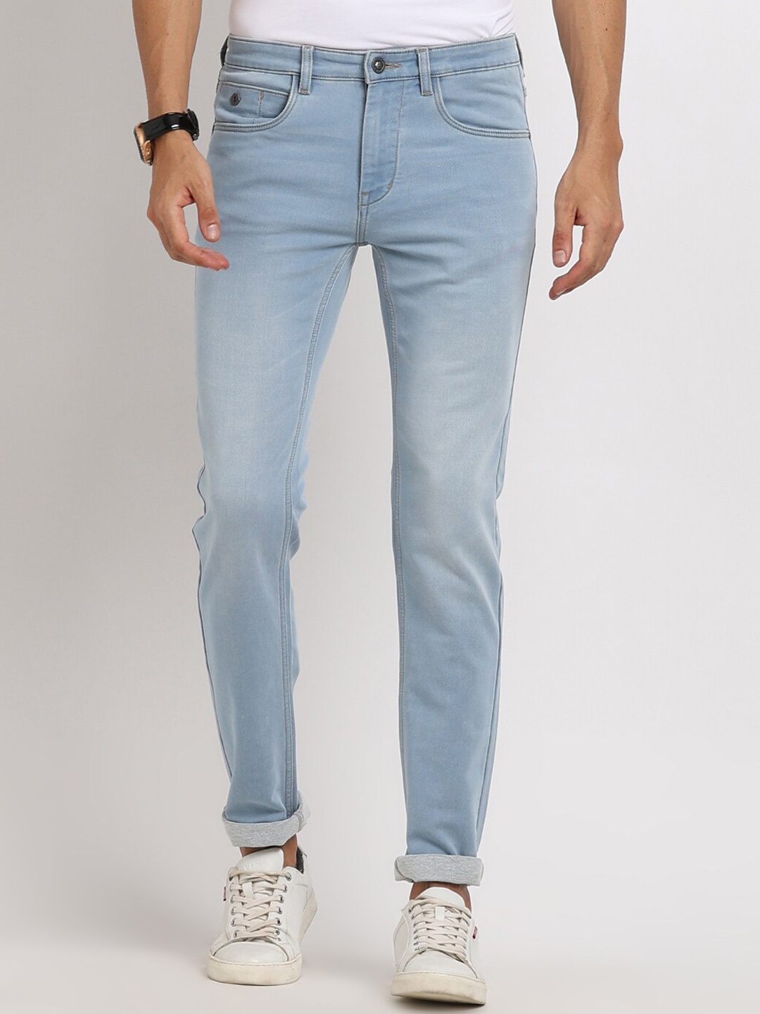 

Turtle Men Narrow Tapered Fit Stretchable Jeans, Blue