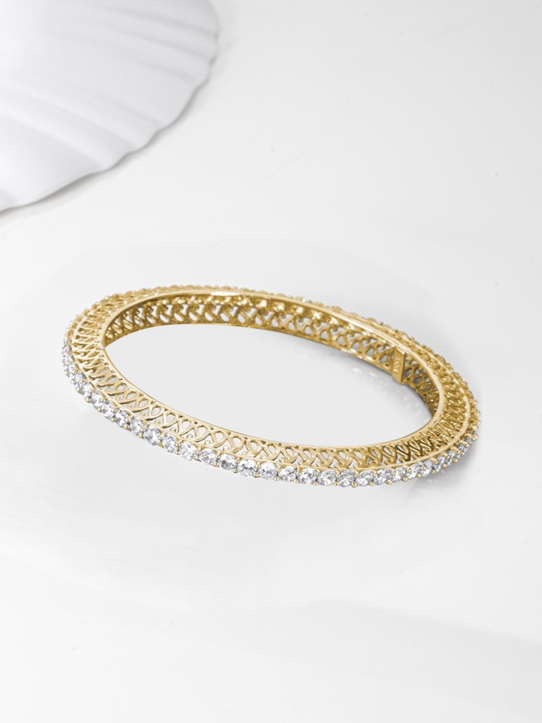 

Zavya 925 Pure Silver Gold-Plated Stone-Studded Bangle