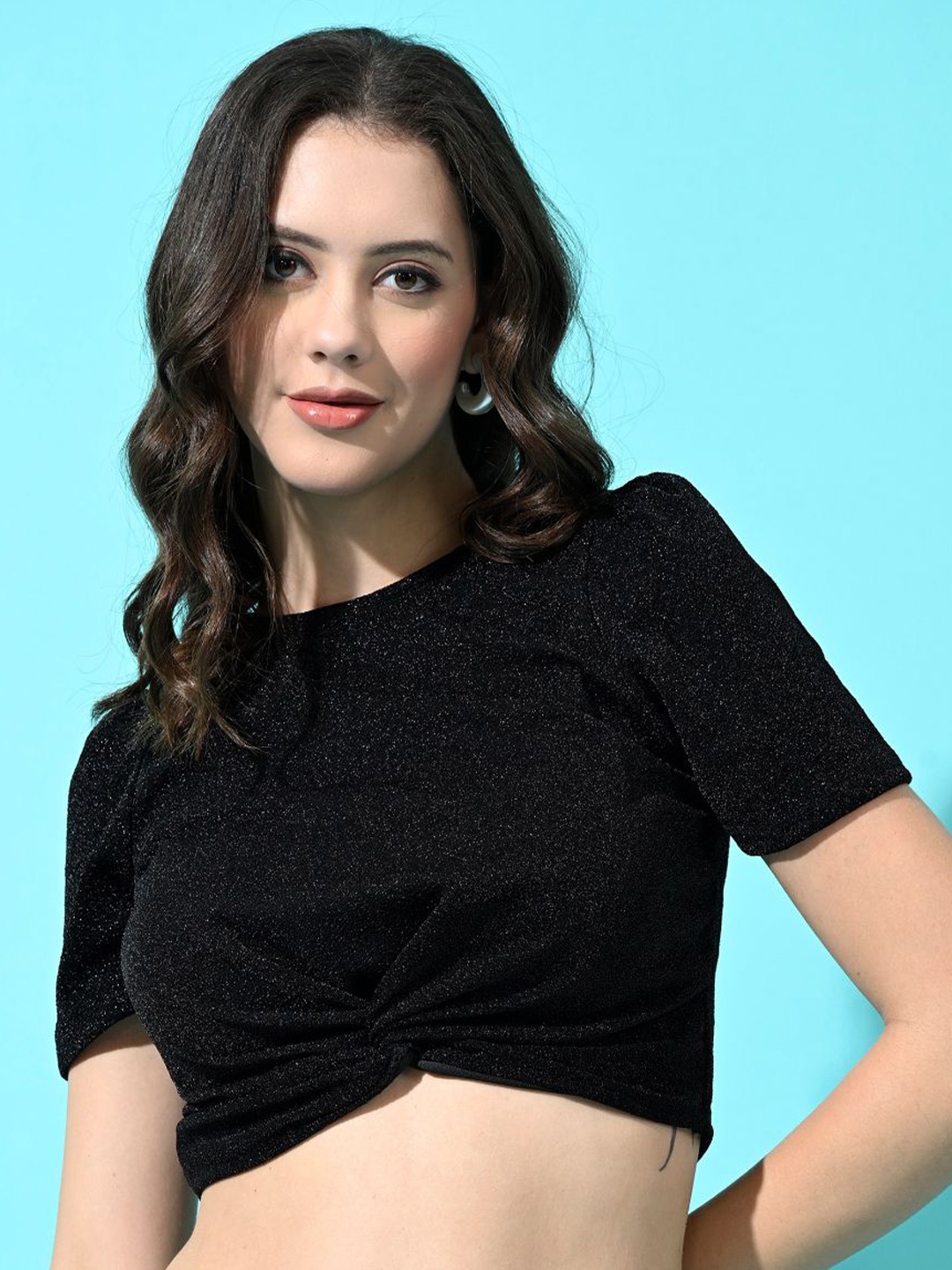 

Moshe Women Solid Crop Top, Black