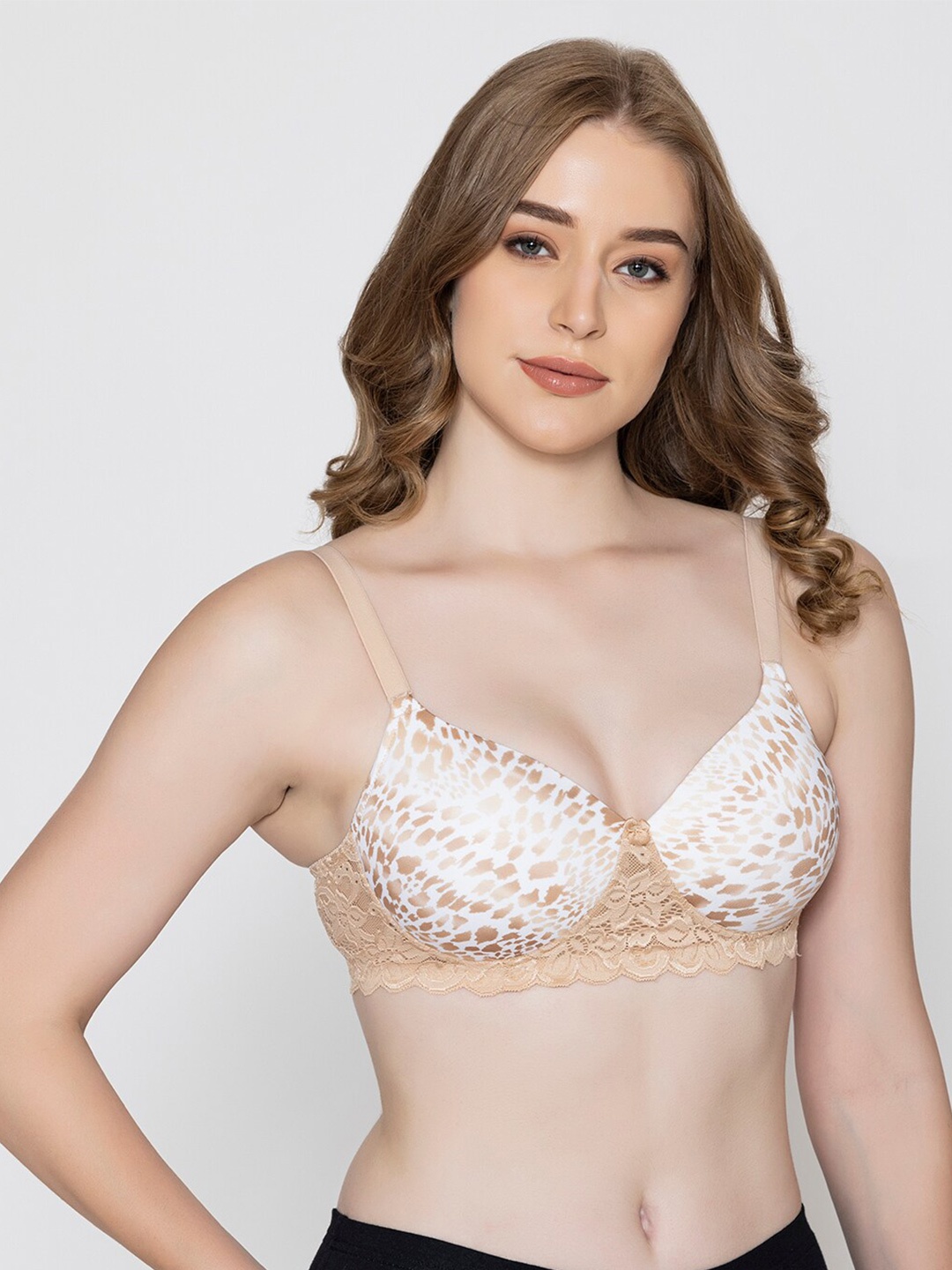 

B'ZAR Animal printed Full Coverage Lightly Padded Everyday Bra, Beige