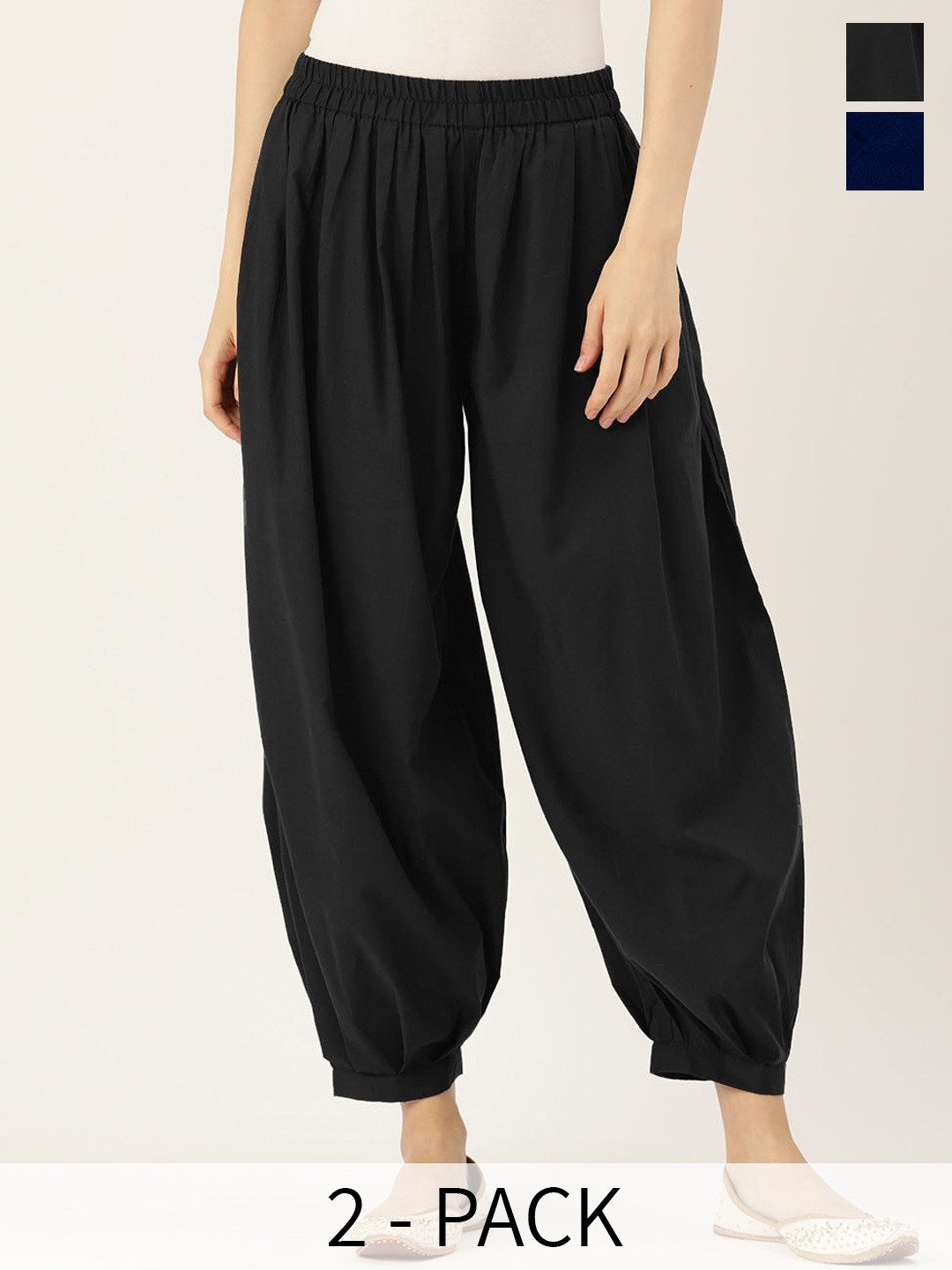 

Molcha Women Loose Fit Cotton Salwar, Black