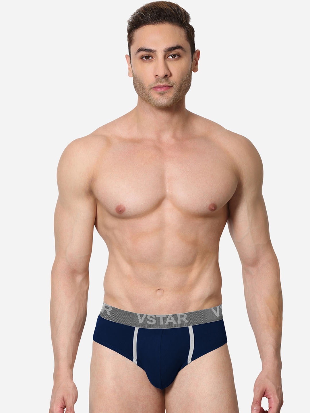 

VStar Men's Pure Cotton Mid Waist Basic Briefs FRANK NEO-DEEP_NAVY, Navy blue