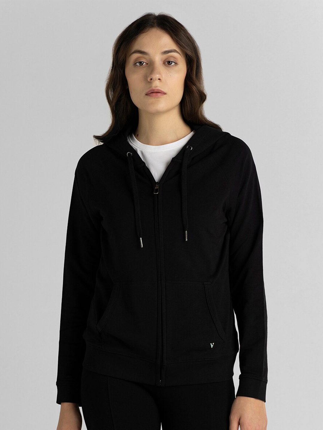 

Van Heusen Hooded Cotton Front Open Sweatshirt, Black