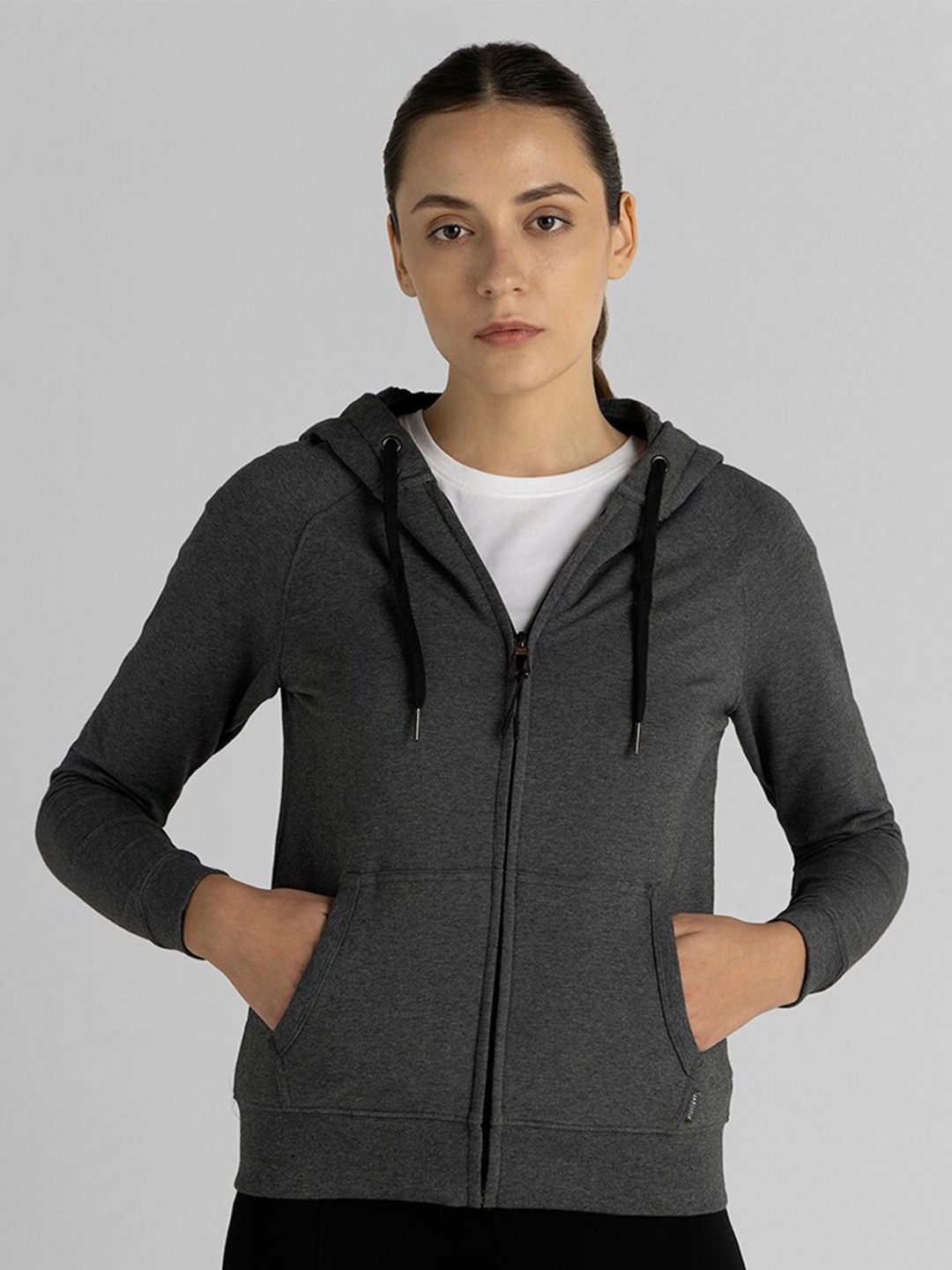 

Van Heusen Hooded Cotton Front Open Sweatshirt, Charcoal