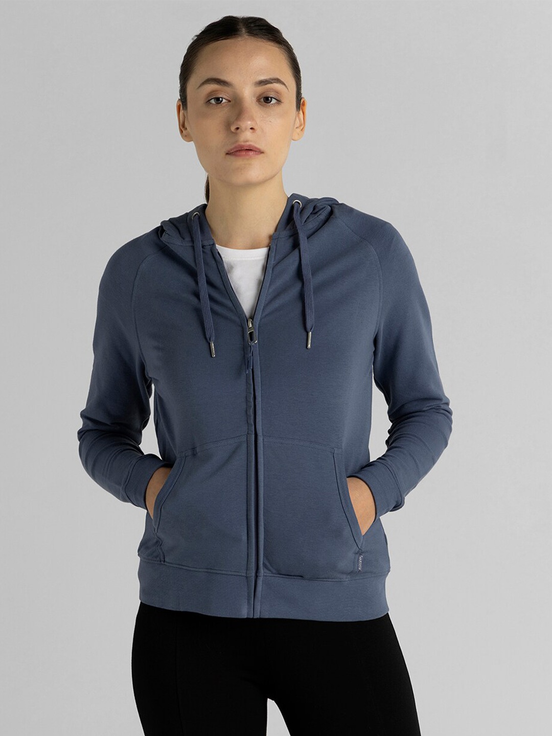 

Van Heusen Hooded Cotton Front Open Sweatshirt, Blue