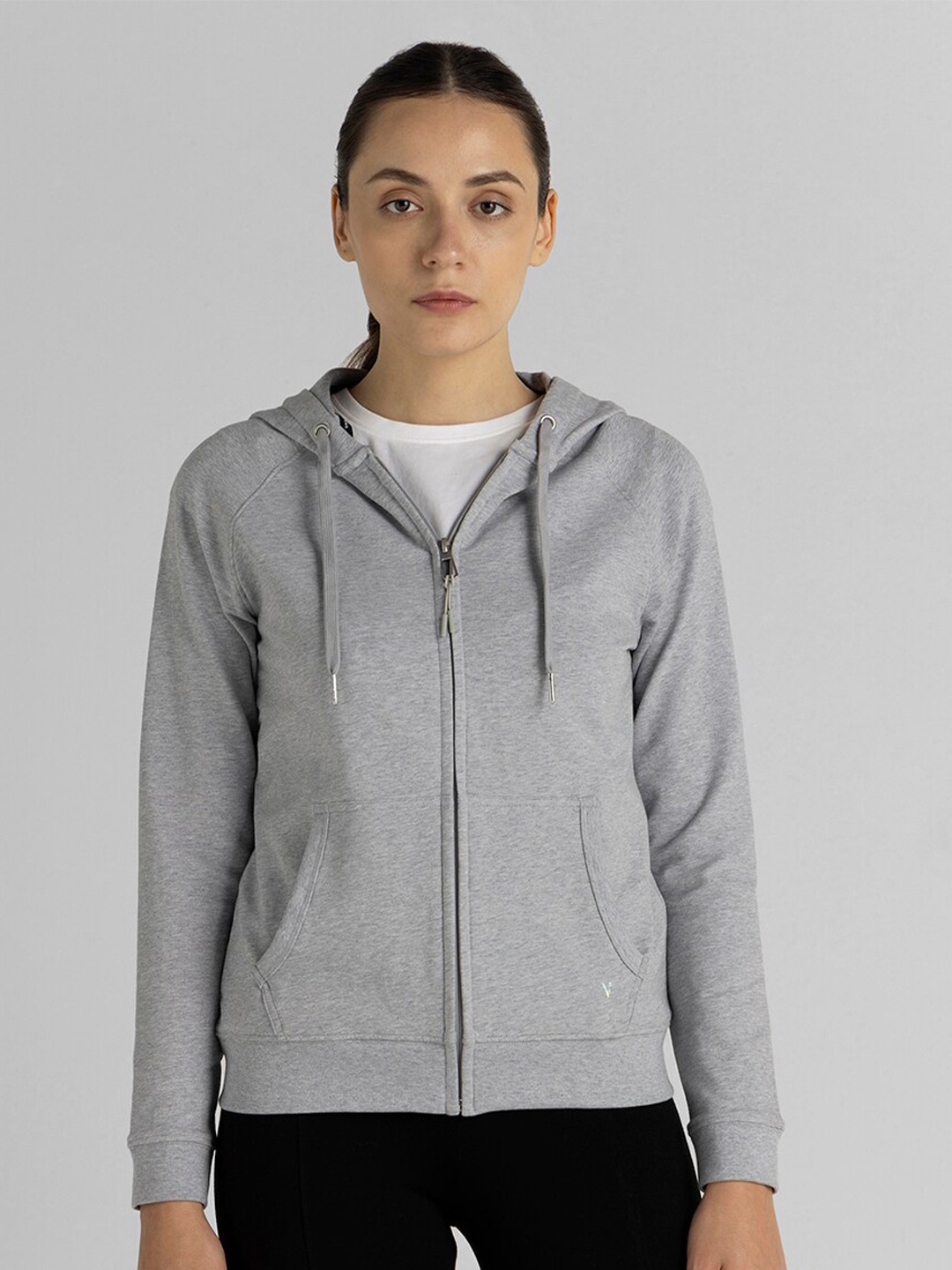

Van Heusen Hooded Cotton Front Open Sweatshirt, Grey melange