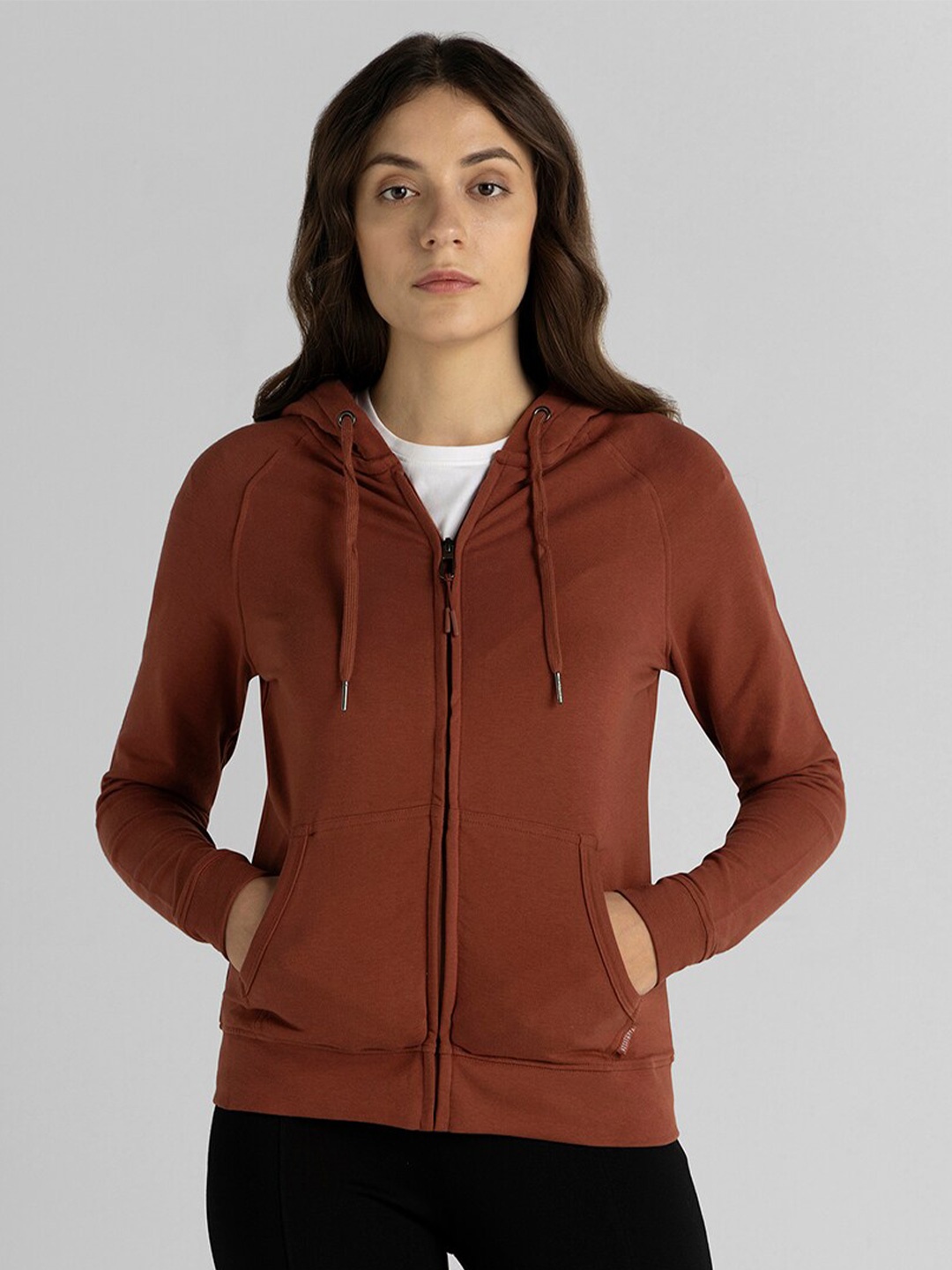 

Van Heusen Hooded Cotton Front Open Sweatshirt, Brown