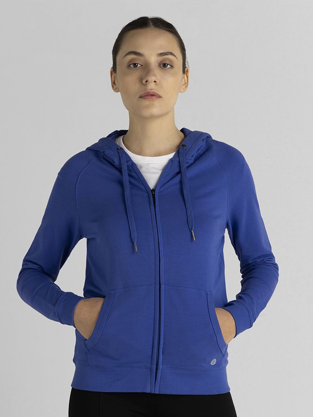 

Van Heusen Women Solid Hooded Sweatshirt, Blue