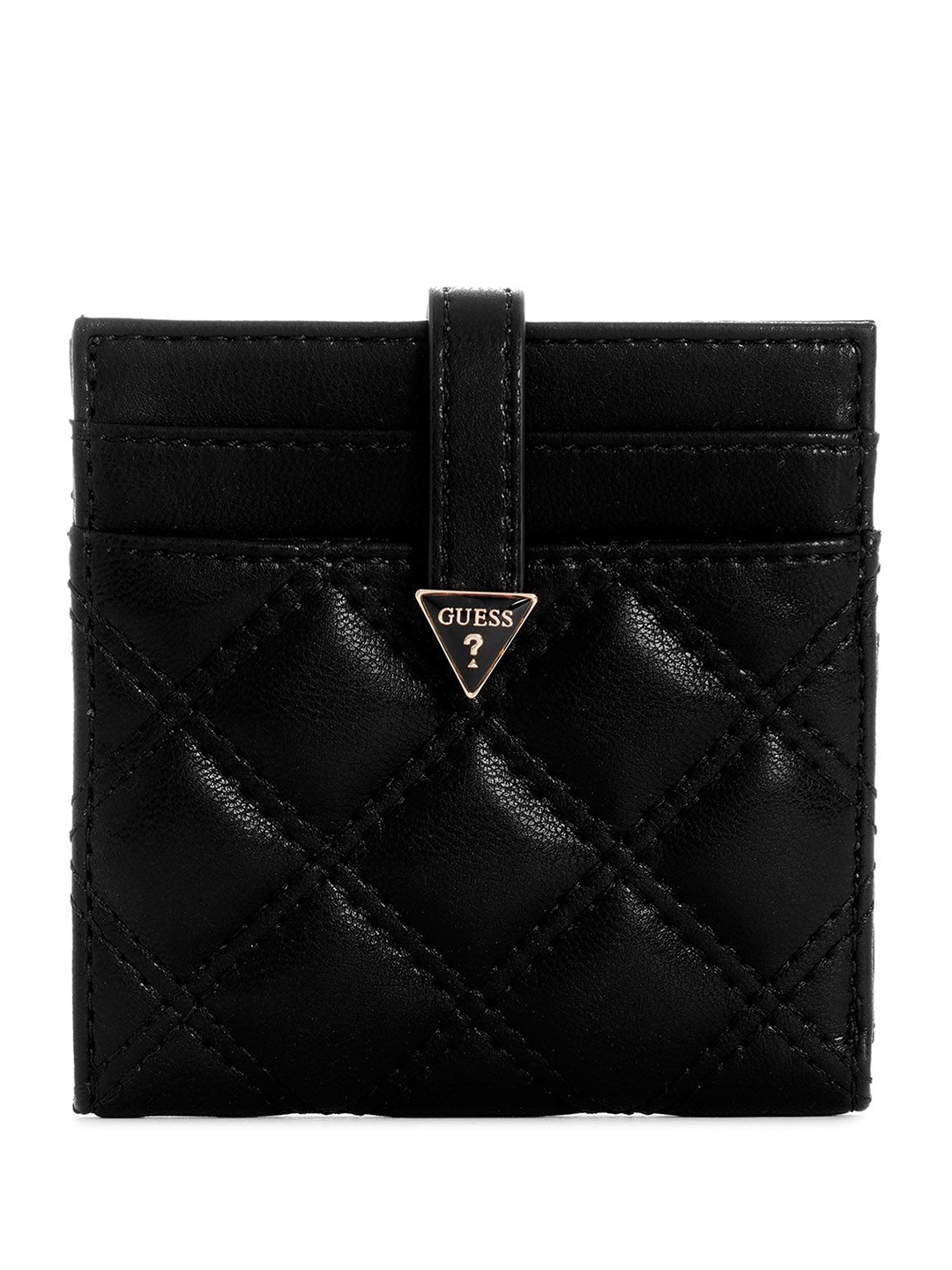 

GUESS Women Textured Quilted PU Card Holder, Black