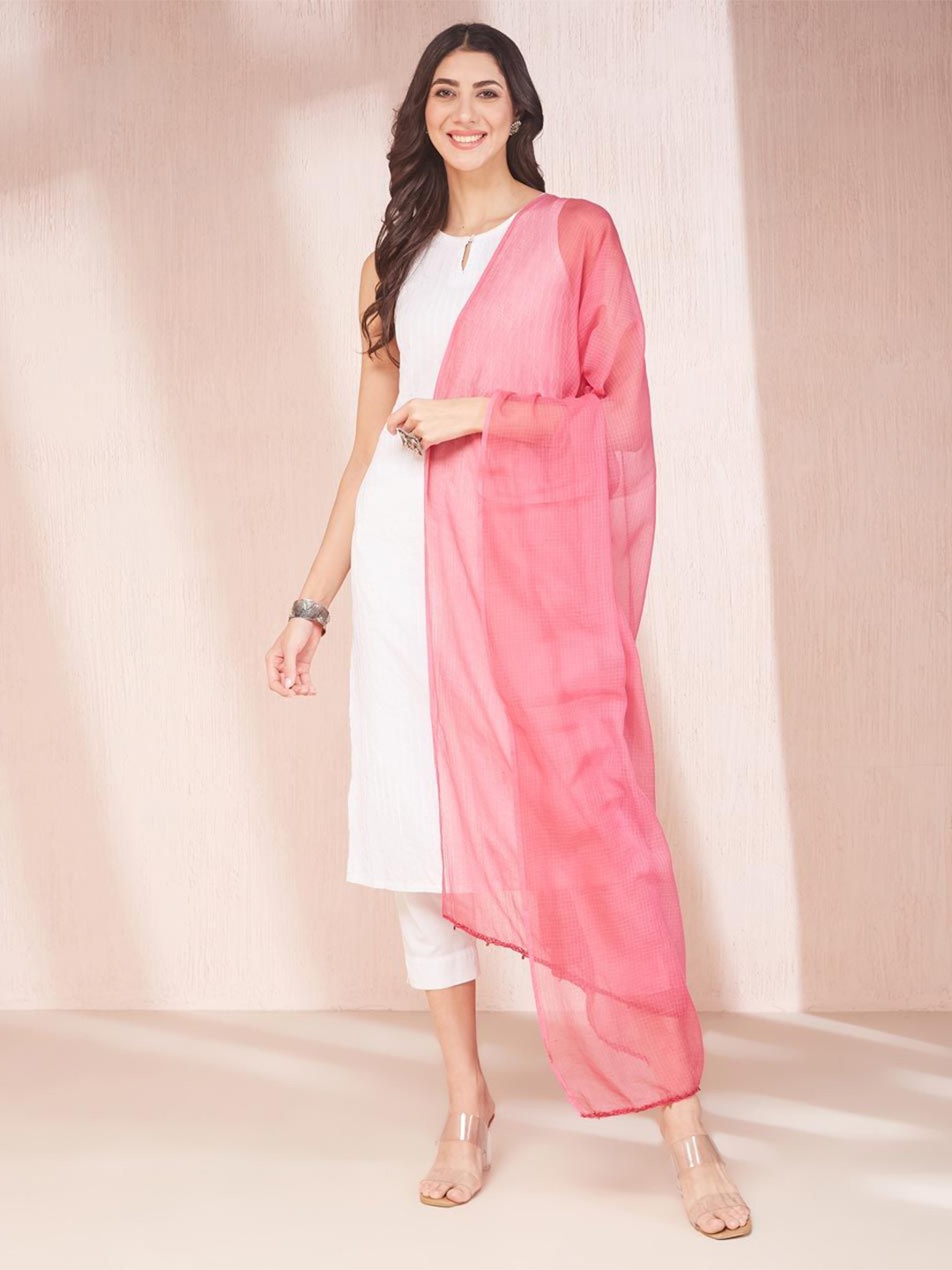 

Fabindia Cotton Silk Dupatta, Pink