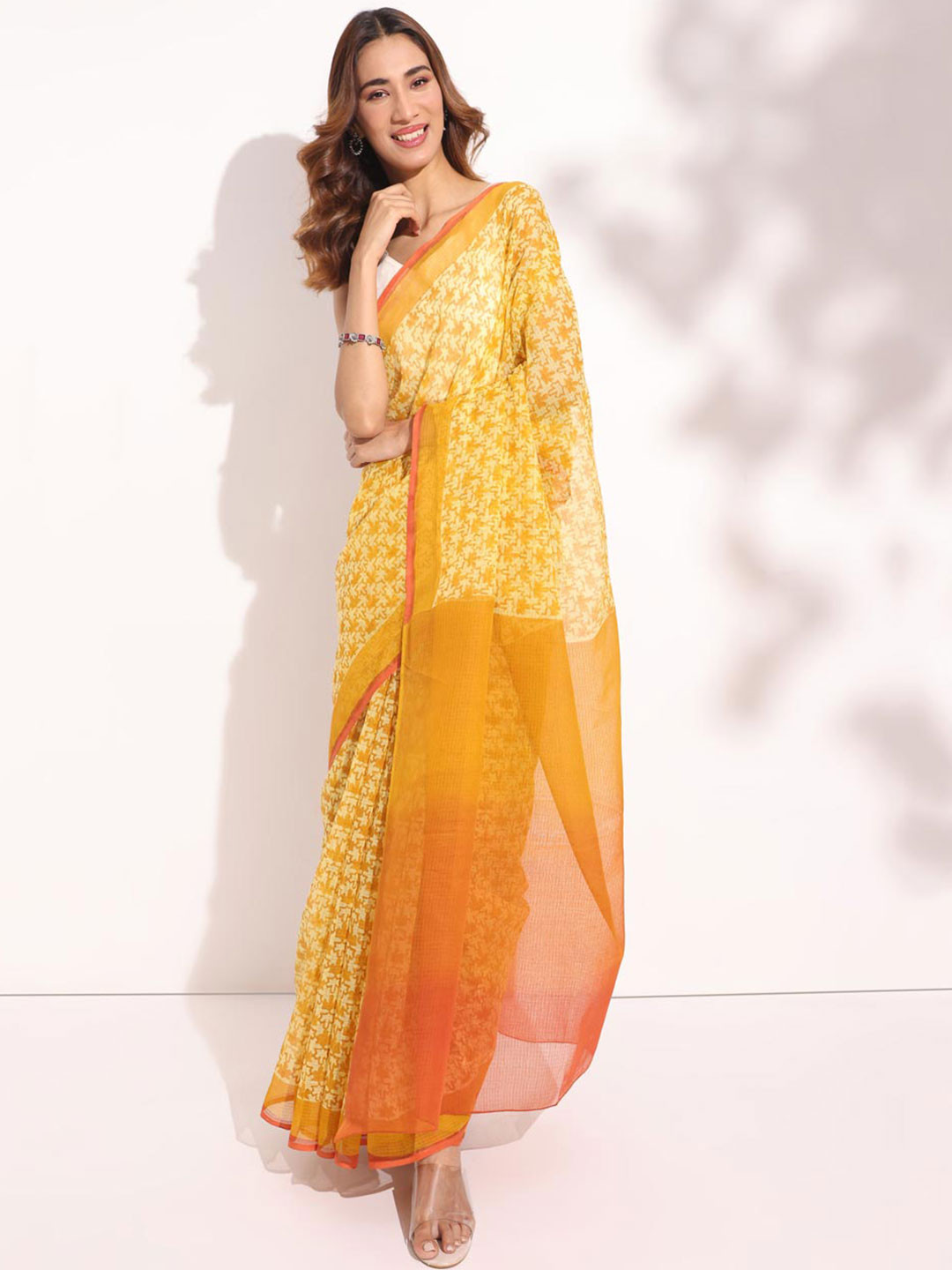 

Fabindia Ethnic Motifs Silk Cotton Saree, Yellow