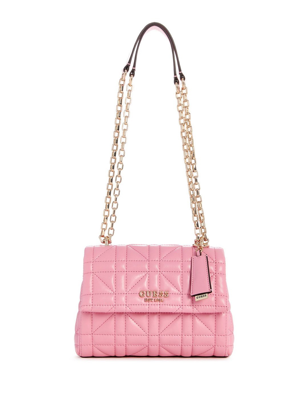 

GUESS Textured PU Structured Shoulder Bag with Quilted, Pink