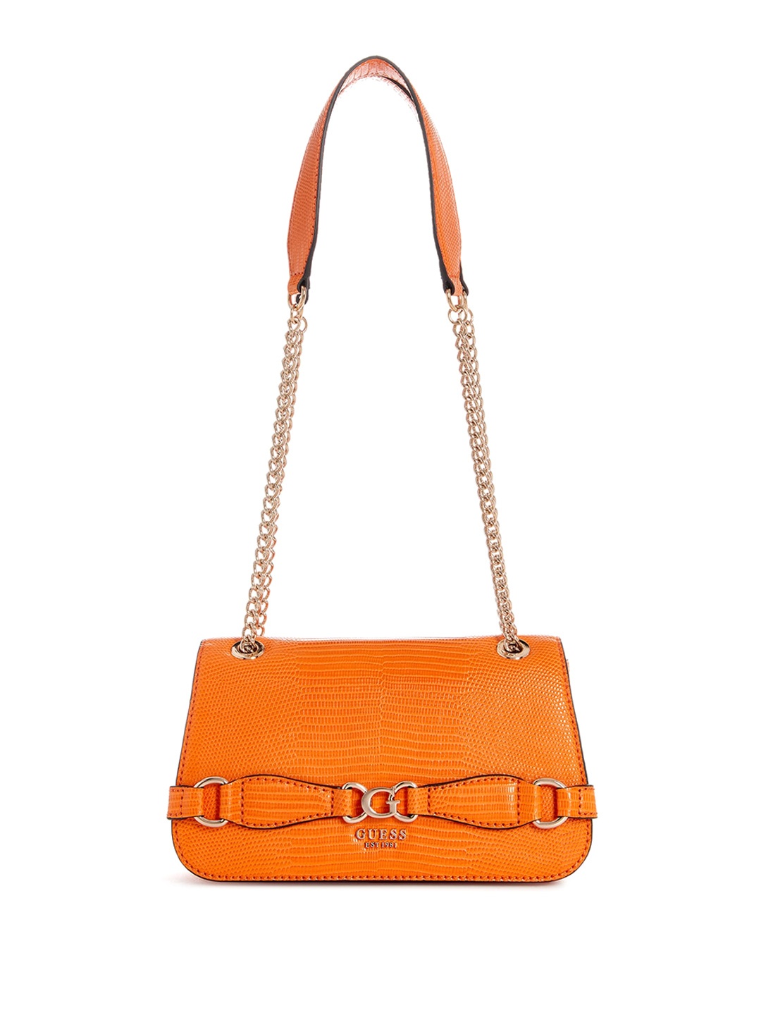 

GUESS Women Textured PU Structured Quilted Shoulder Bag, Orange