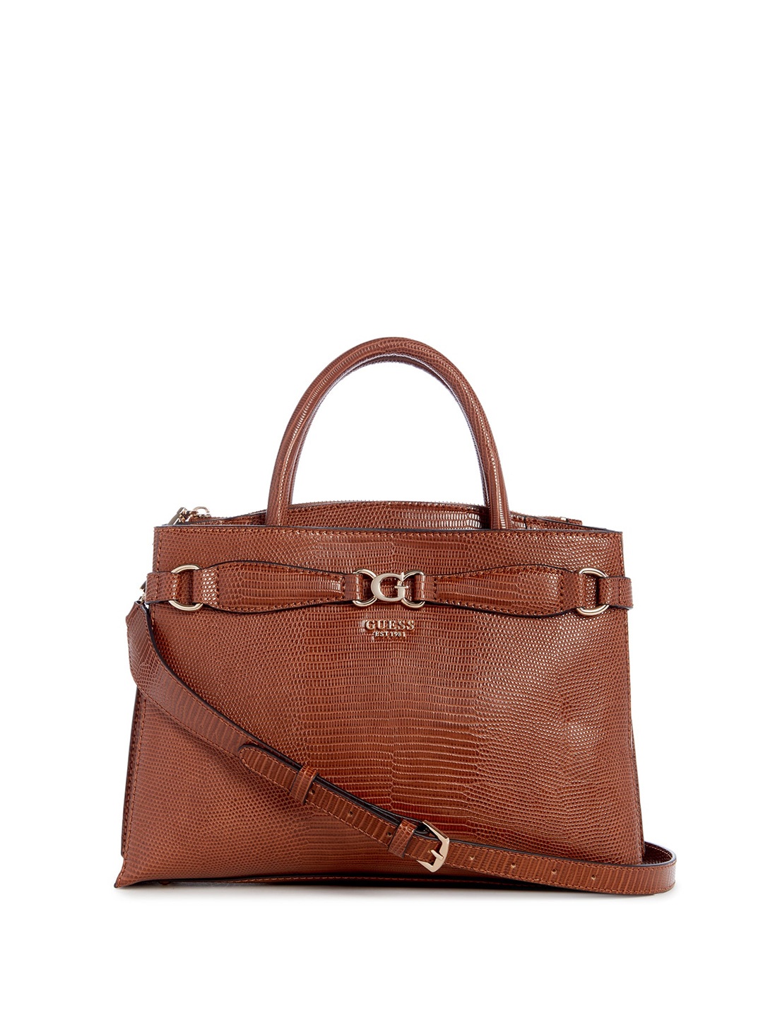 

GUESS Women Solid PU Structured Handheld Bag, Brown