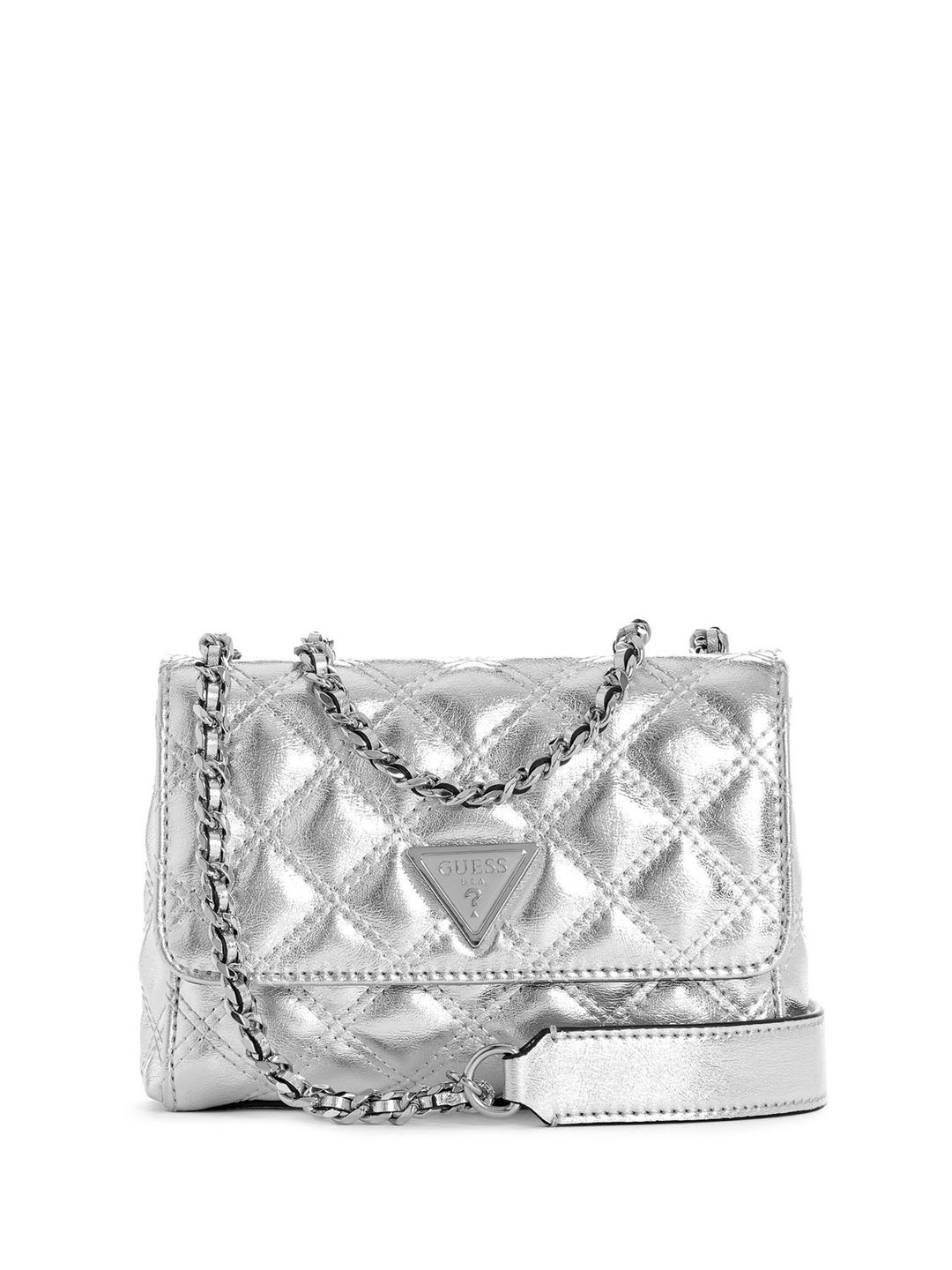 

GUESS Animal Textured PU Bucket Shoulder Bag with Quilted, Silver
