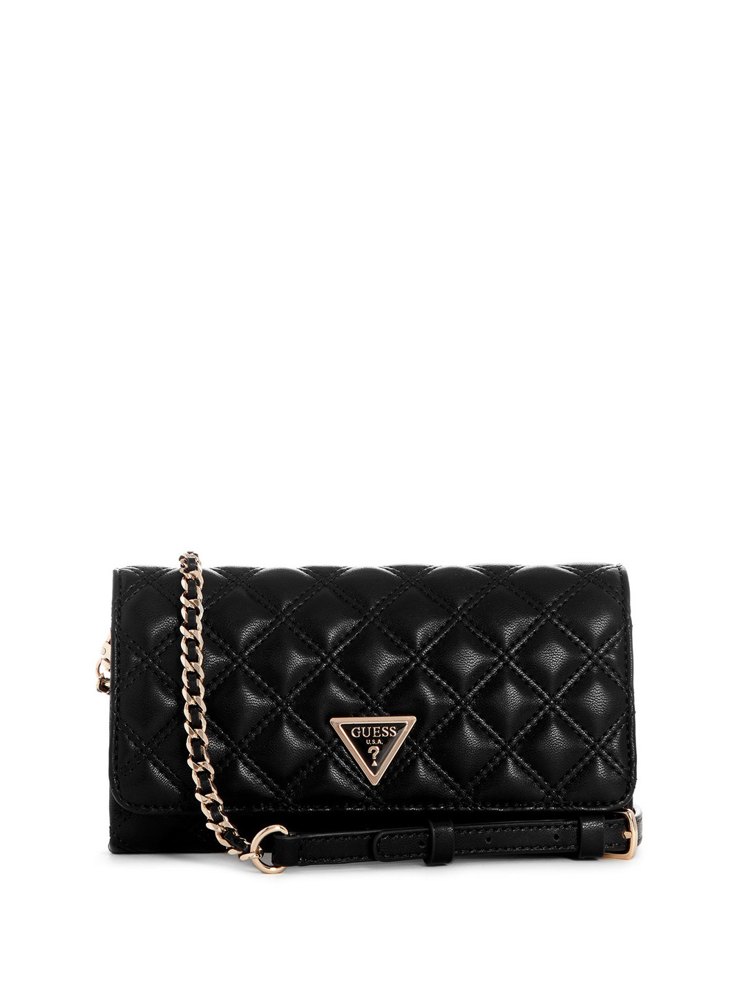 

GUESS Women Solid Quilted Crossbody PU Swagger Sling Bag, Black