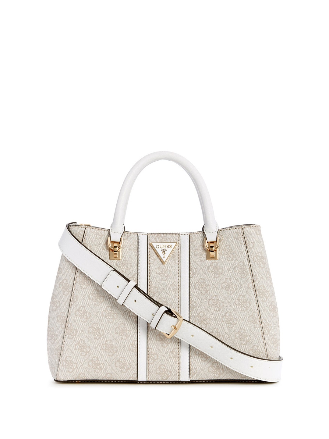 

GUESS PU Structured Handheld Bag with Cut Work, Off white
