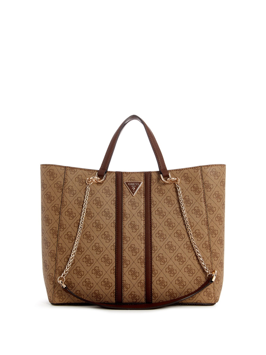 

GUESS Printed PU Structured Shoulder Bag with Cut Work, Brown