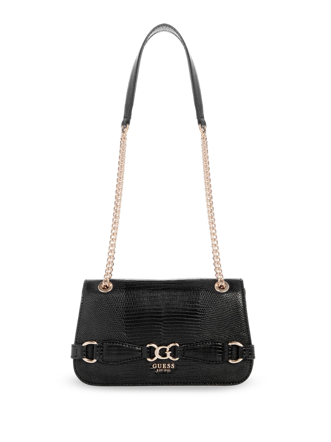 

GUESS Women Textured PU Structured Shoulder Bag with Quilted, Black