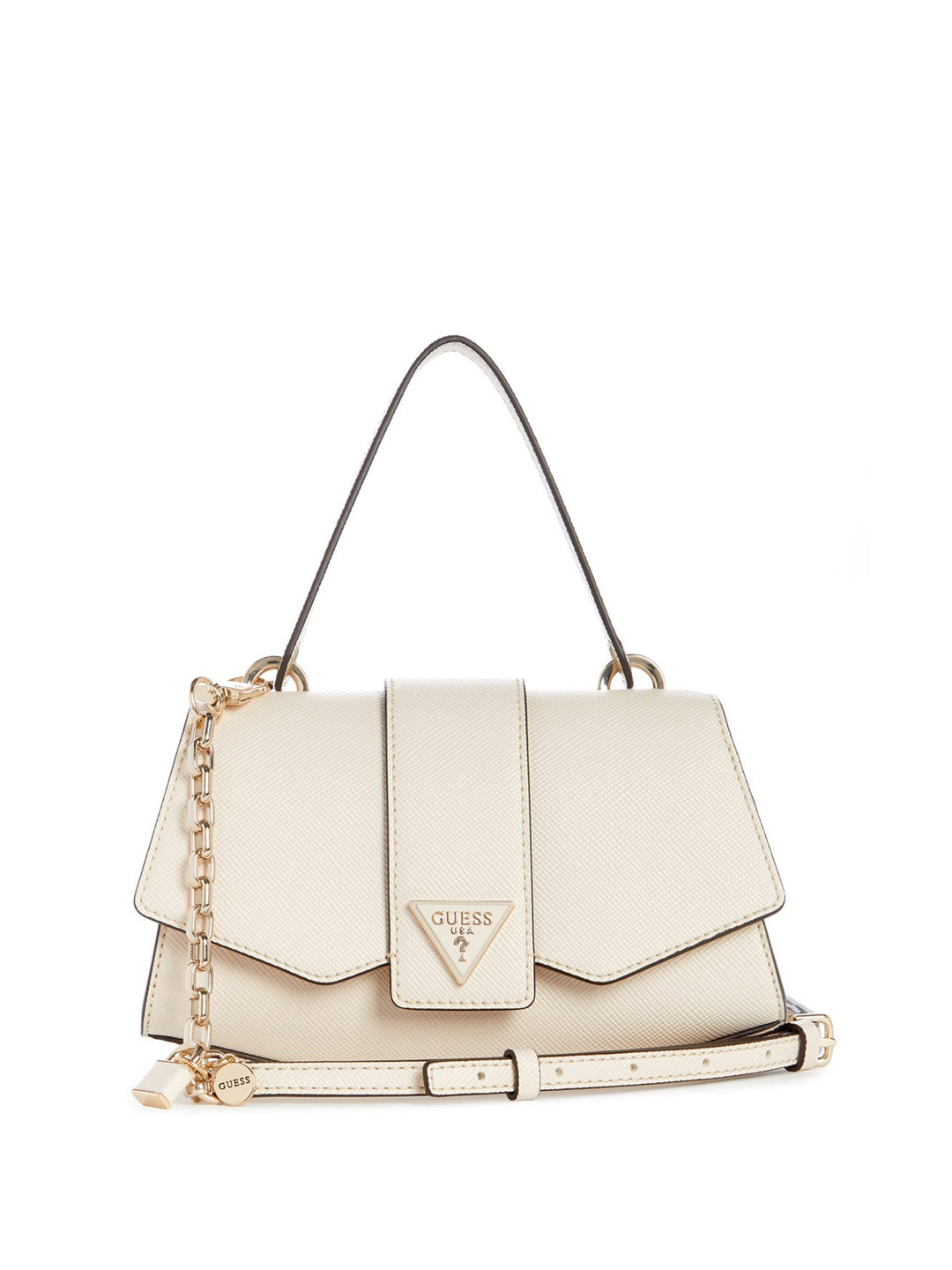 

GUESS PU Structured Handheld Bag with Tasselled, Off white