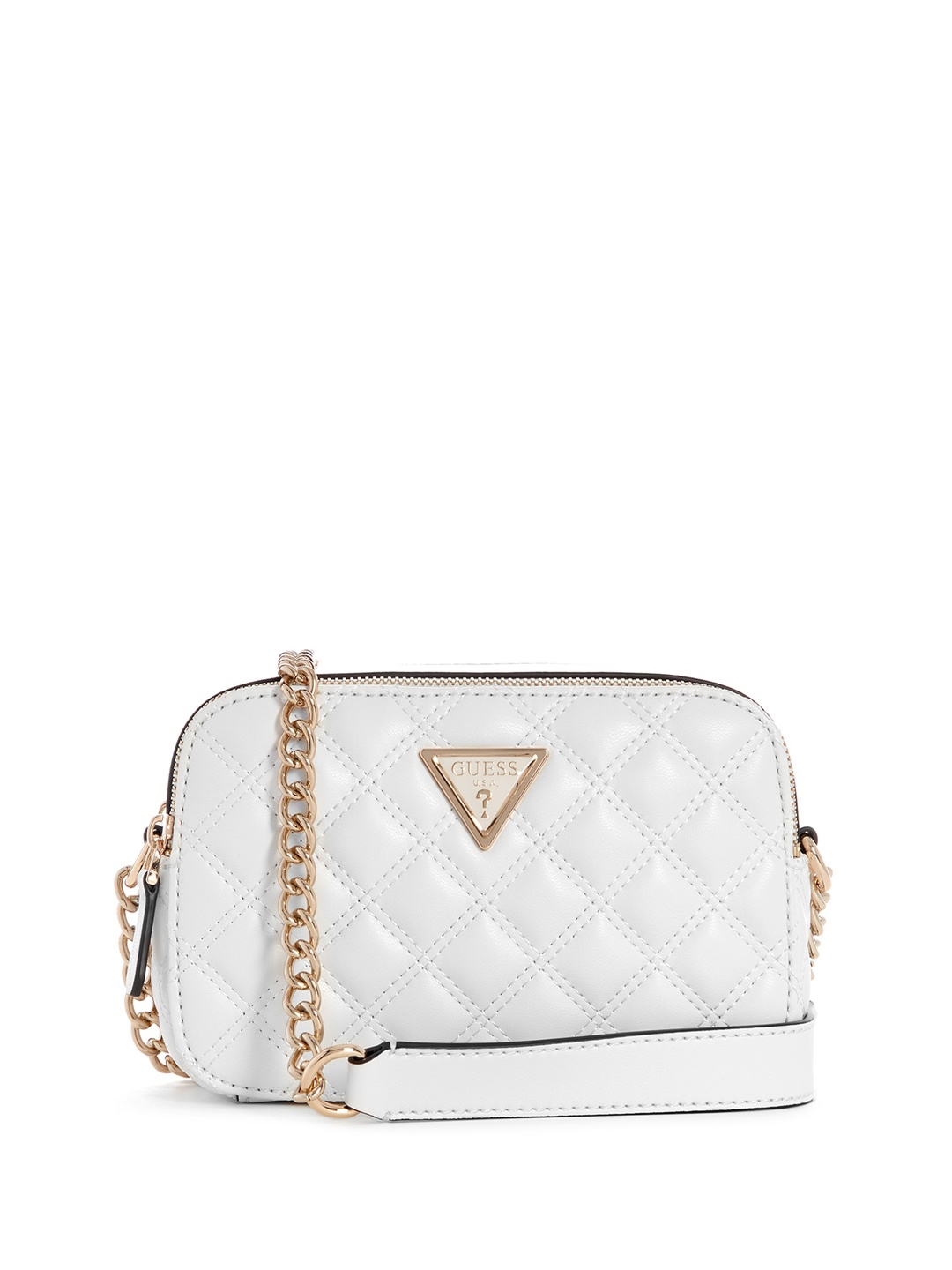 

GUESS Textured Self Design PU Structured Sling Bag with Quilted, White