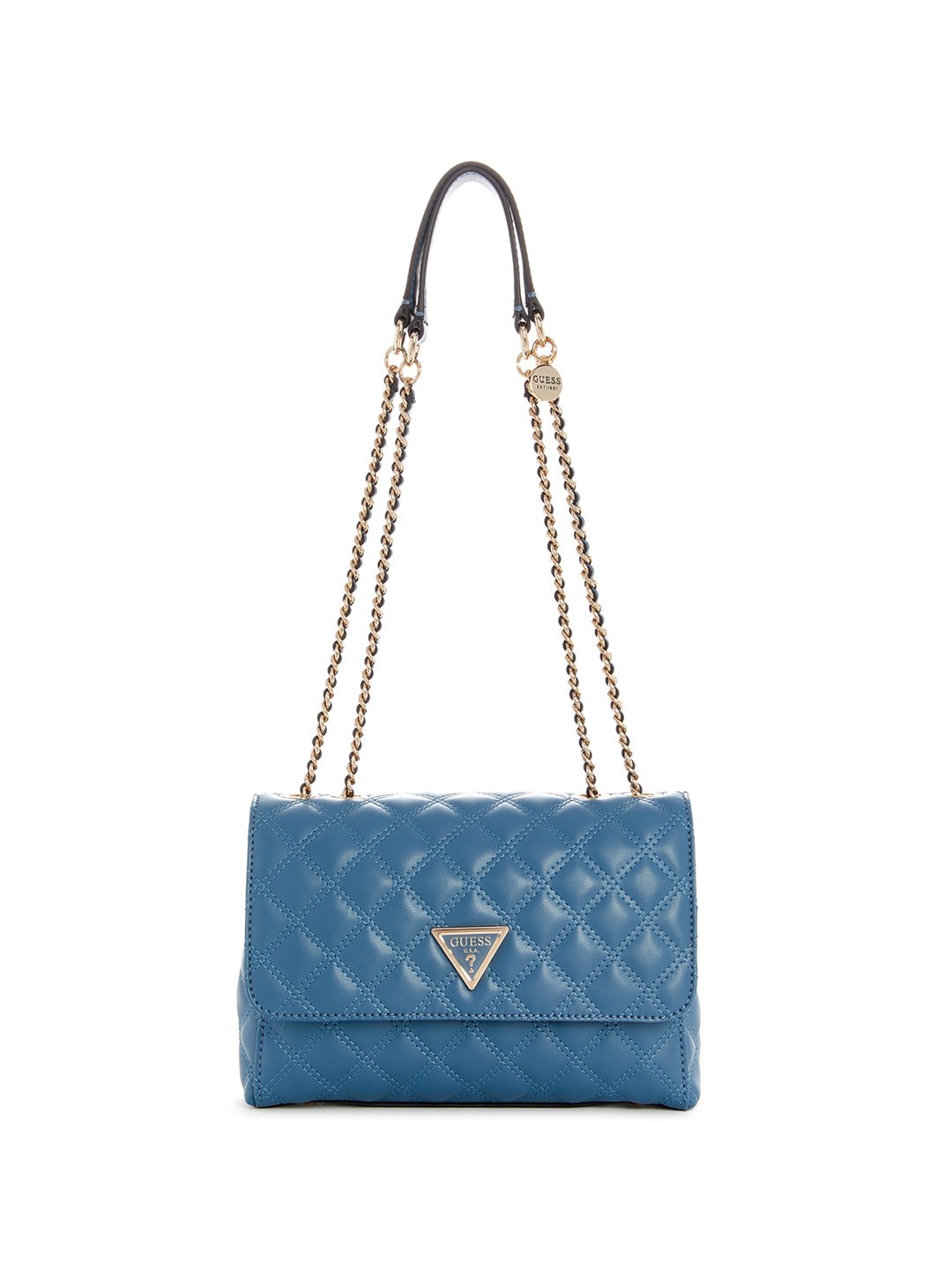 

GUESS Women Solid PU Structured Shoulder Bag with Quilted, Blue
