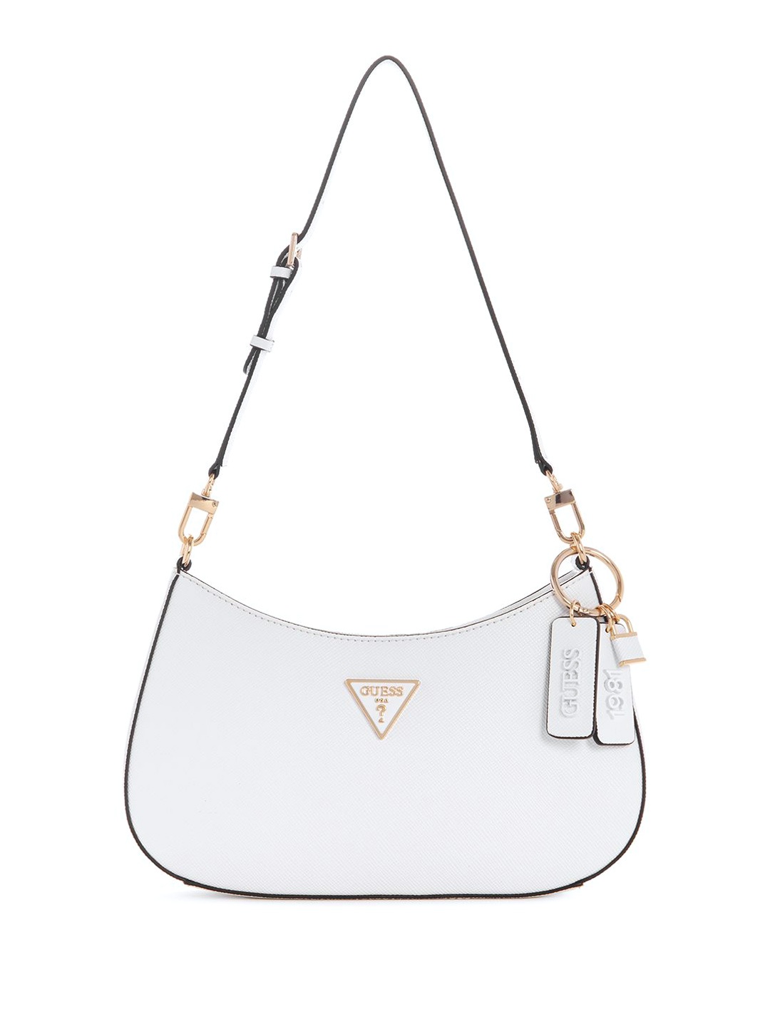 

GUESS Women Solid PU Structured Sling Bag, White