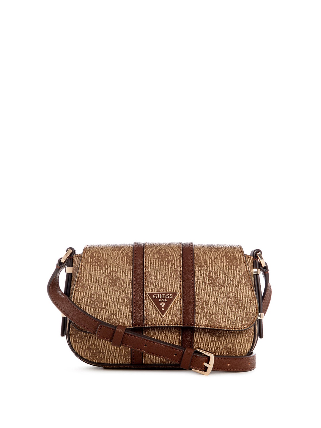 

GUESS Textured PU Structured Sling Bag with Cut Work, Brown