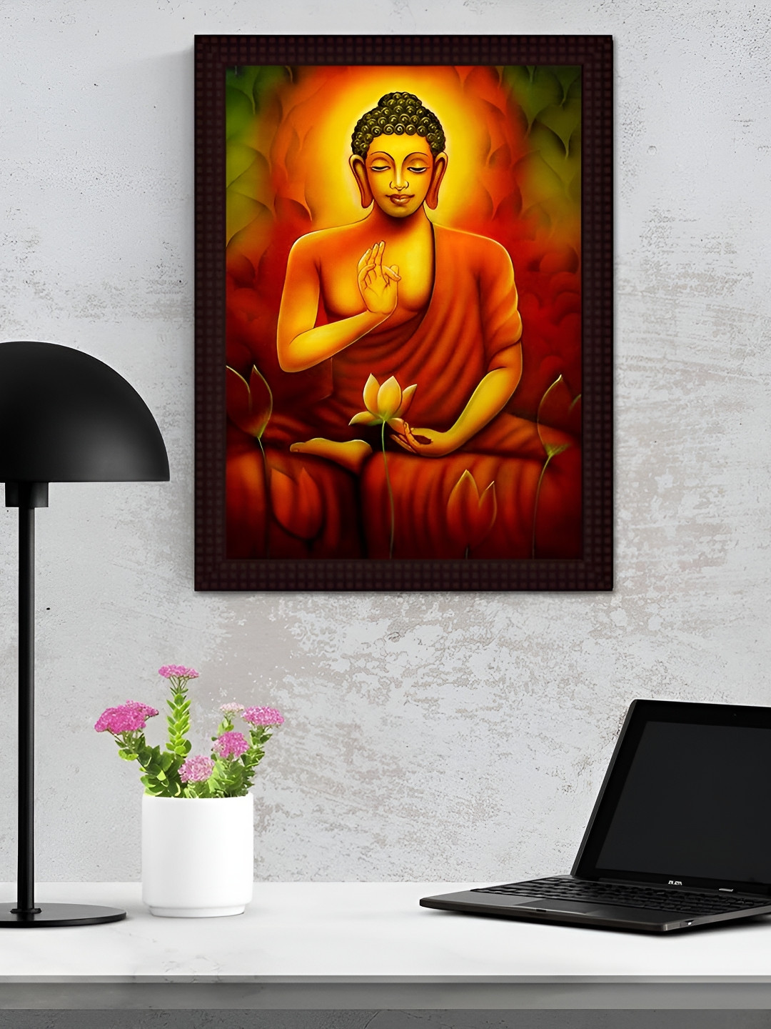 

Tamatina Red & Yellow Buddha In Meditation Printed Wall Art