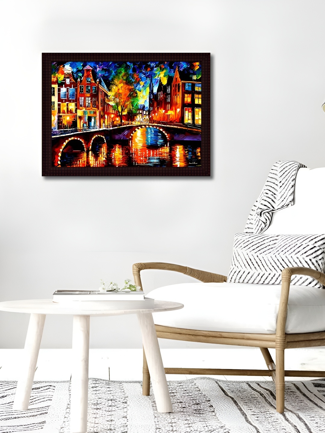 Tamatina Blue & Red Water Ways Printed Wooden Wall Art