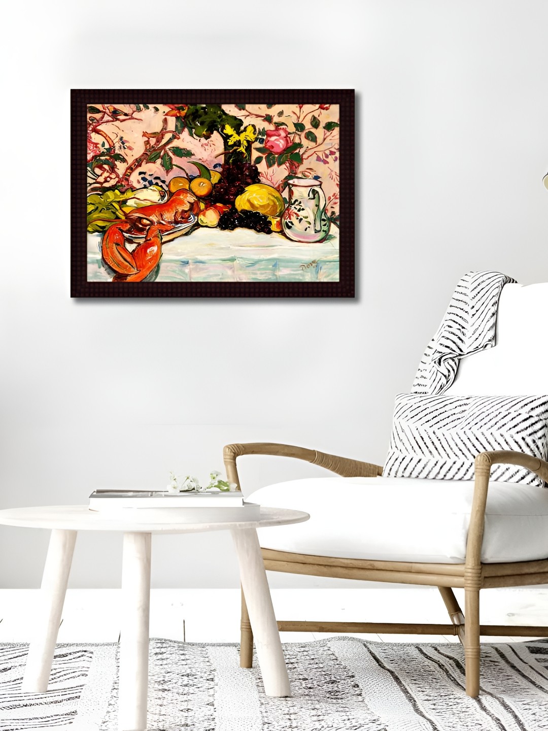 

Tamatina Brown & Red The Lobster With Fruit Printed Wall Art