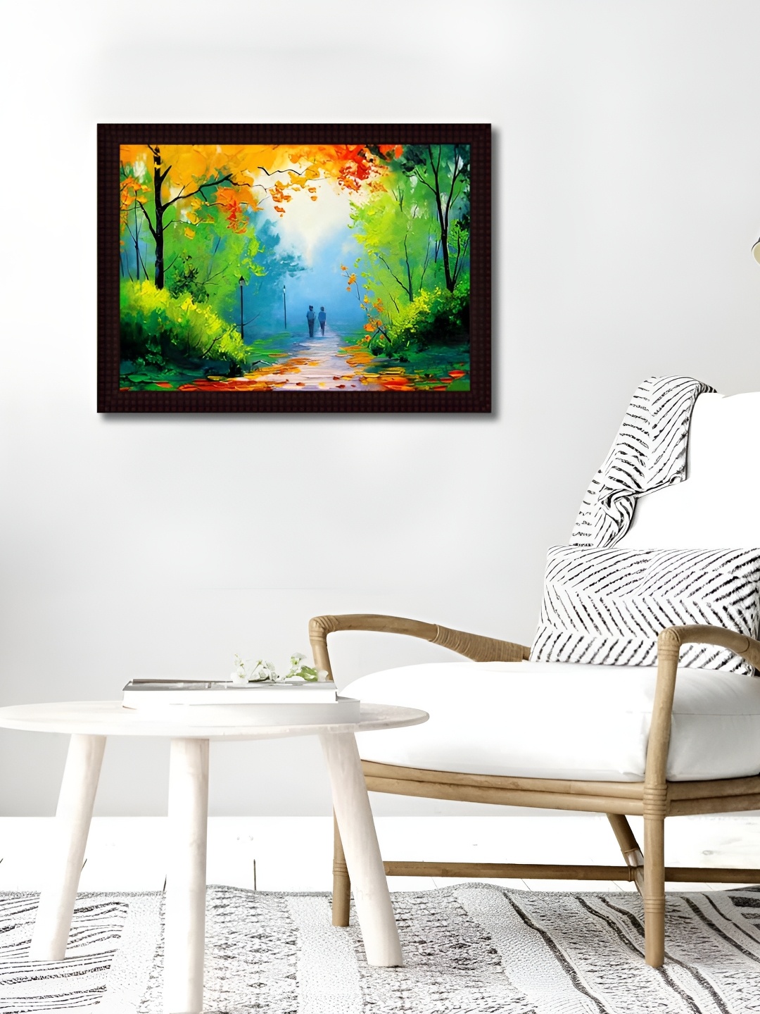 

Tamatina Green & Blue Printed Wooden Framed Wall Art