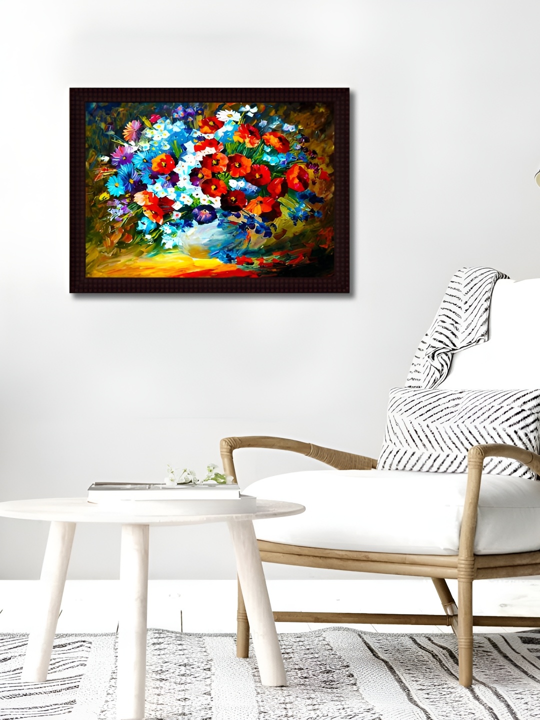 

Tamatina Blue & Red A Bouquet Of Flowers Printed Wooden Wall Art