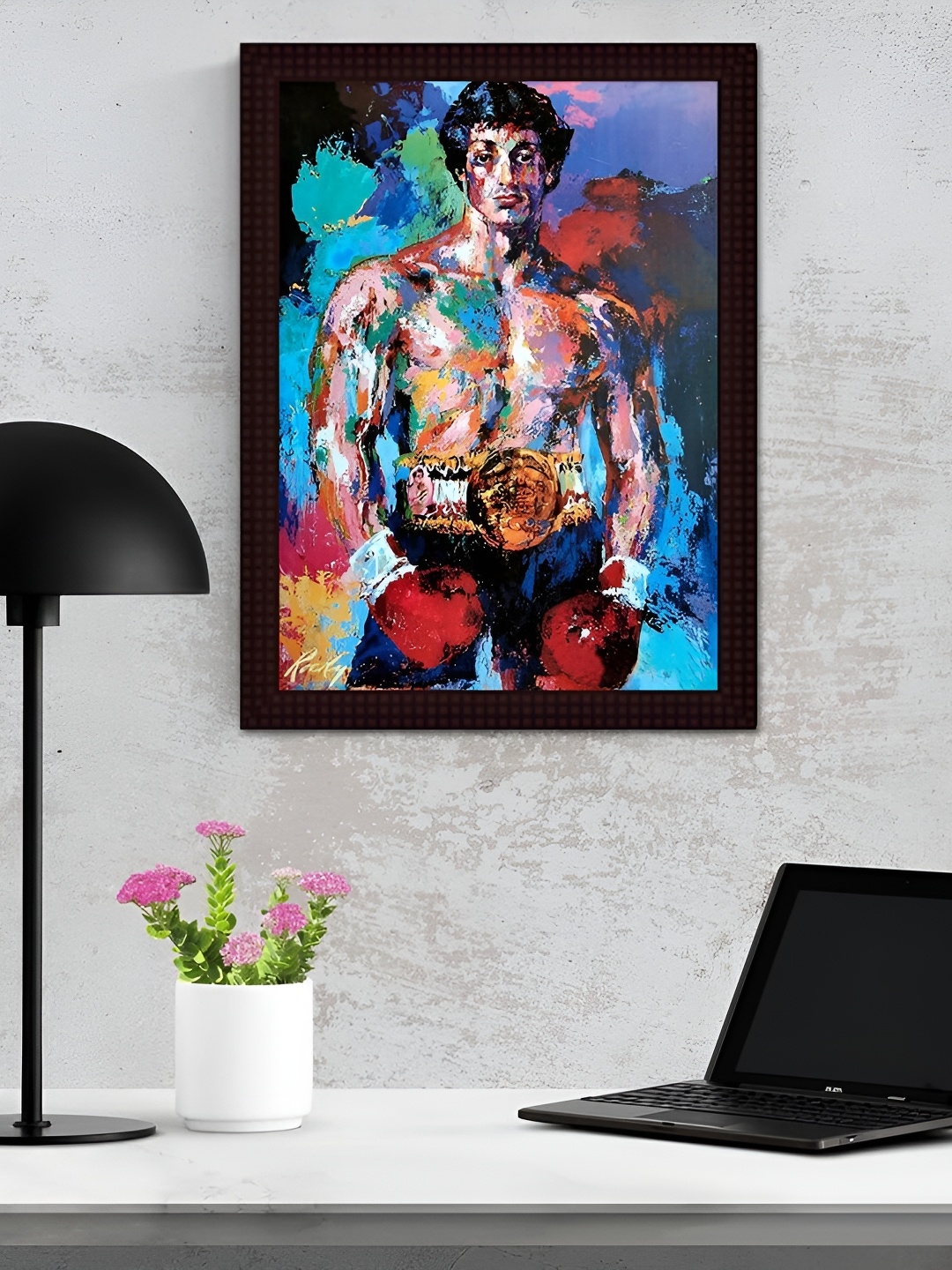 

Tamatina Blue & Red Rocky Sylvester Syallone Printed Wooden Wall Paintings