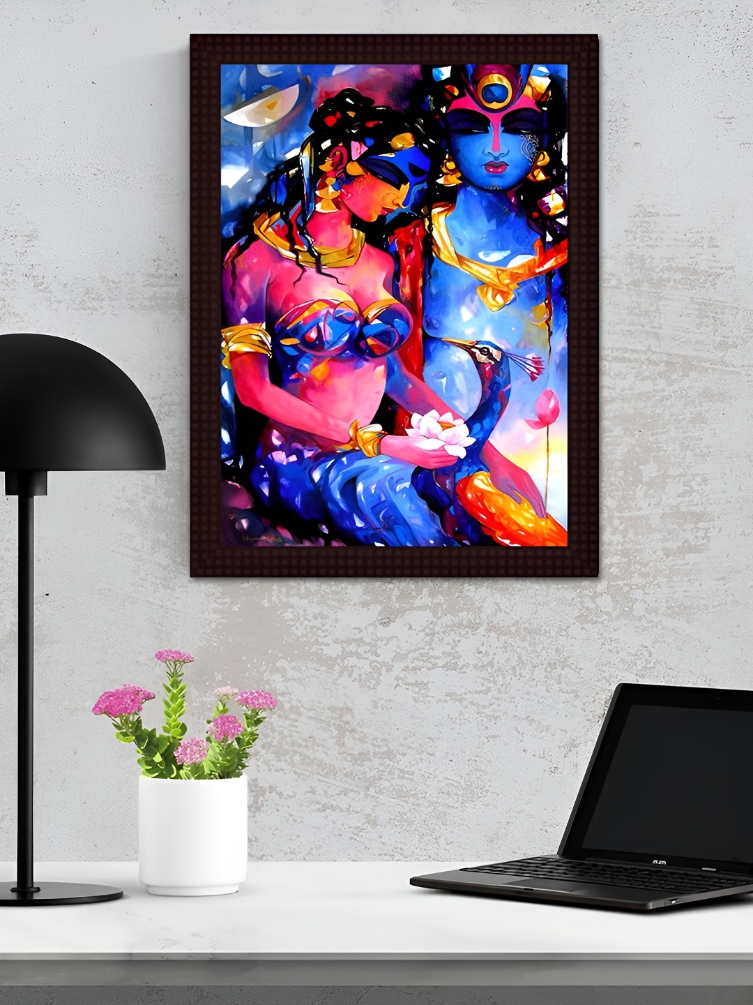 Tamatina Radha Krishna Printed Wall Printed, Blue