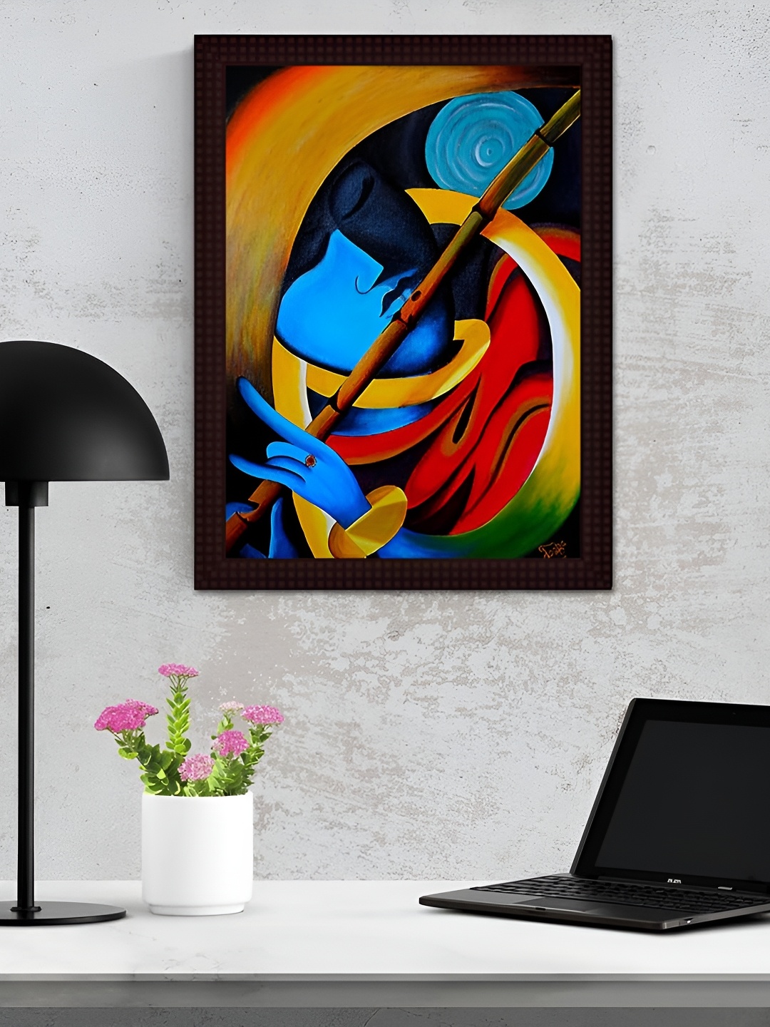 

Tamatina Blue & Black Lord Krishna Religious Printed Wooden Wall Art