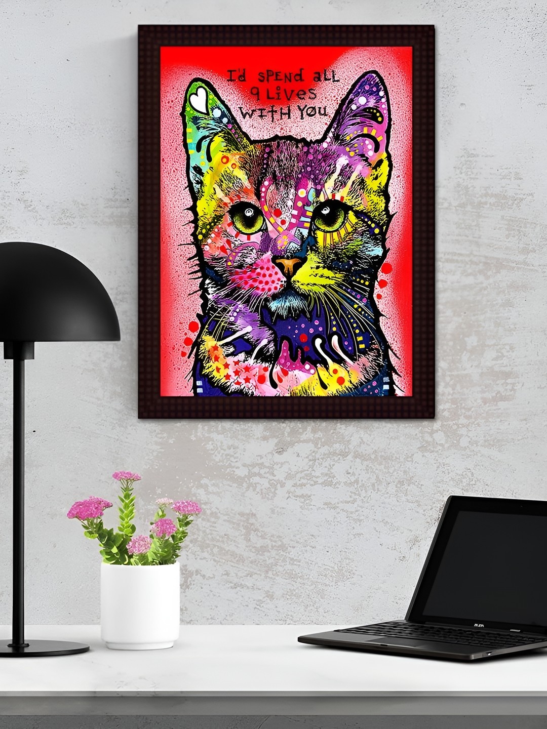 

Tamatina Pink & Purple Love Cat Printed Wooden Wall Art