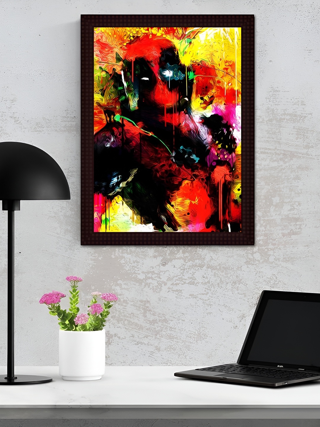 

Tamatina Black & Yellow Deadpool Abstract Printed Wall Art