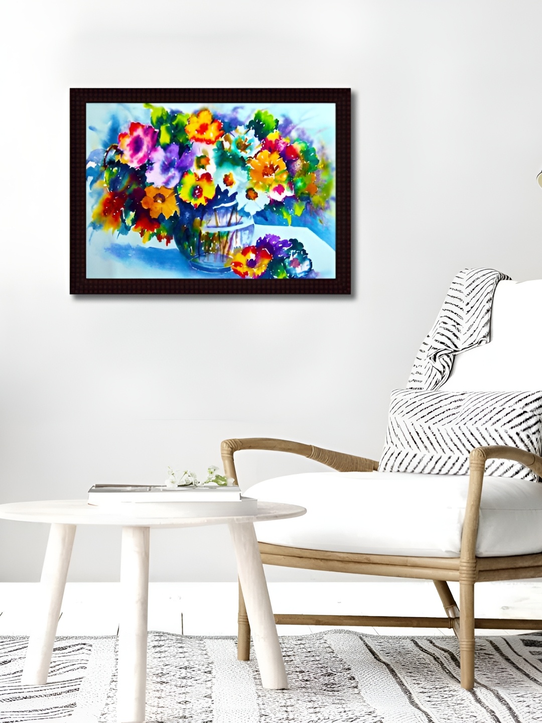 

Tamatina Blue & Yellow Flower Vase Printed Wooden Wall Paintings