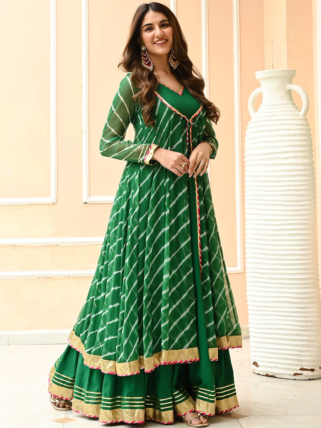 

Bunaai Flared Maxi Gown Dresses, Green