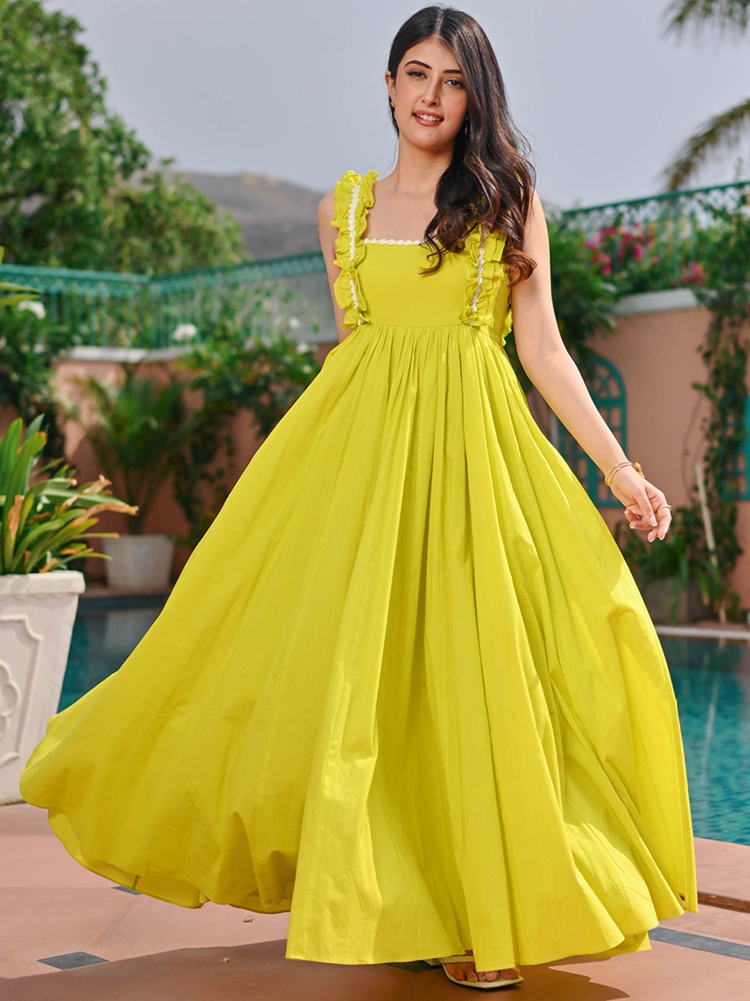 

Bunaai Fit & Flared Ethnic Dress, Green