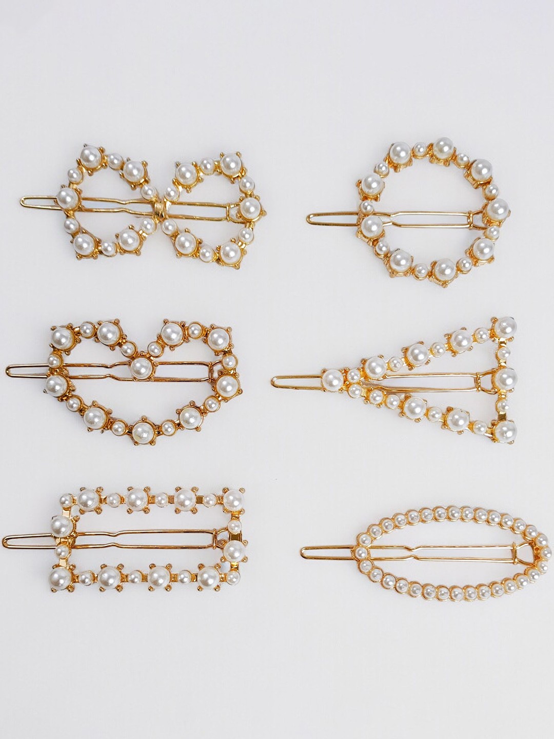 

ANNA CREATIONS Women Set Of 6 Beaded Hair Accessory Set, Gold