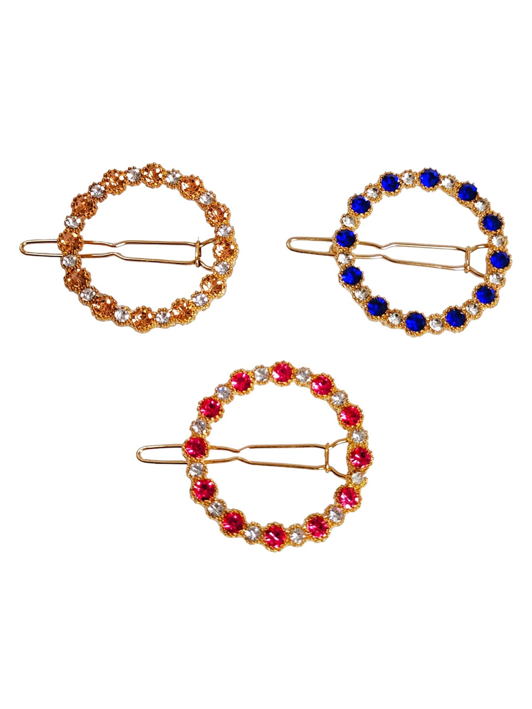 

ANNA CREATIONS Women Set Of 3 Embellished Bobby Pins, Red