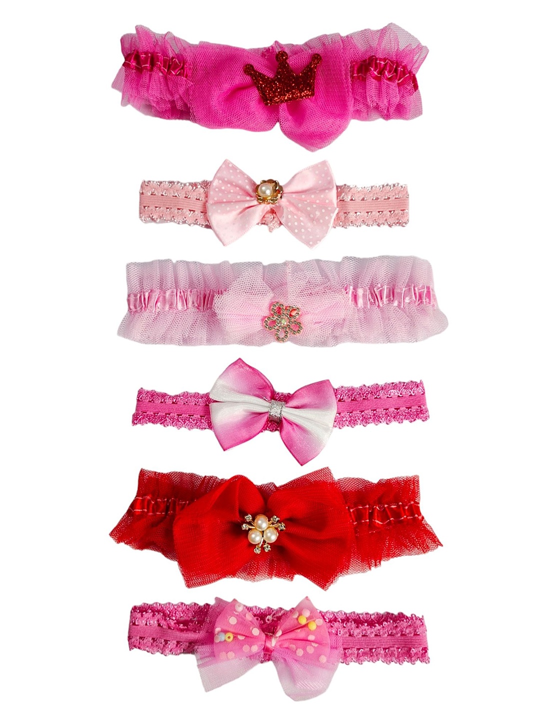 

ANNA CREATIONS Girls Set Of 6 Soft Hairband, Pink