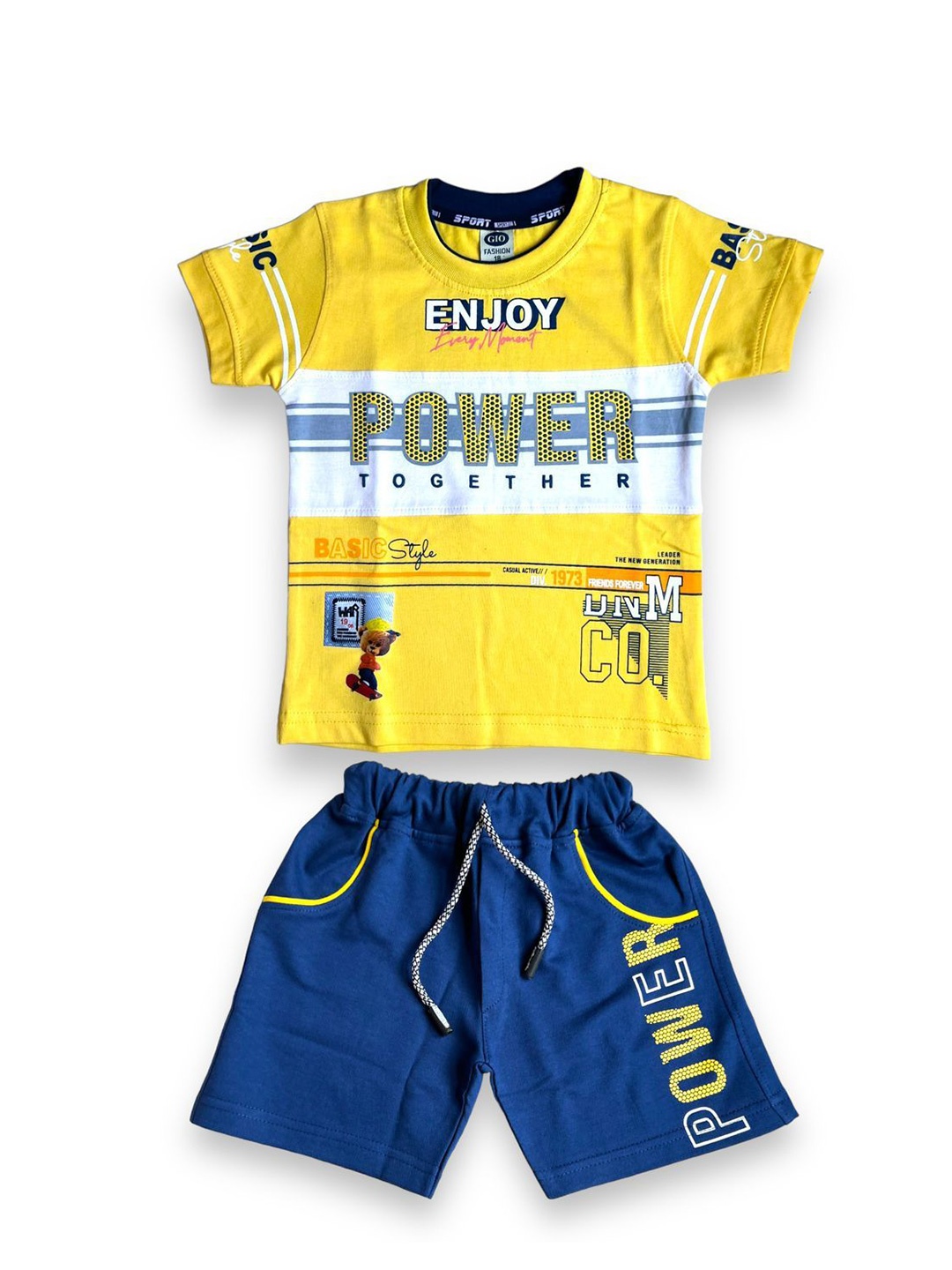 

BAESD Boys Printed T-shirt with Shorts, Yellow