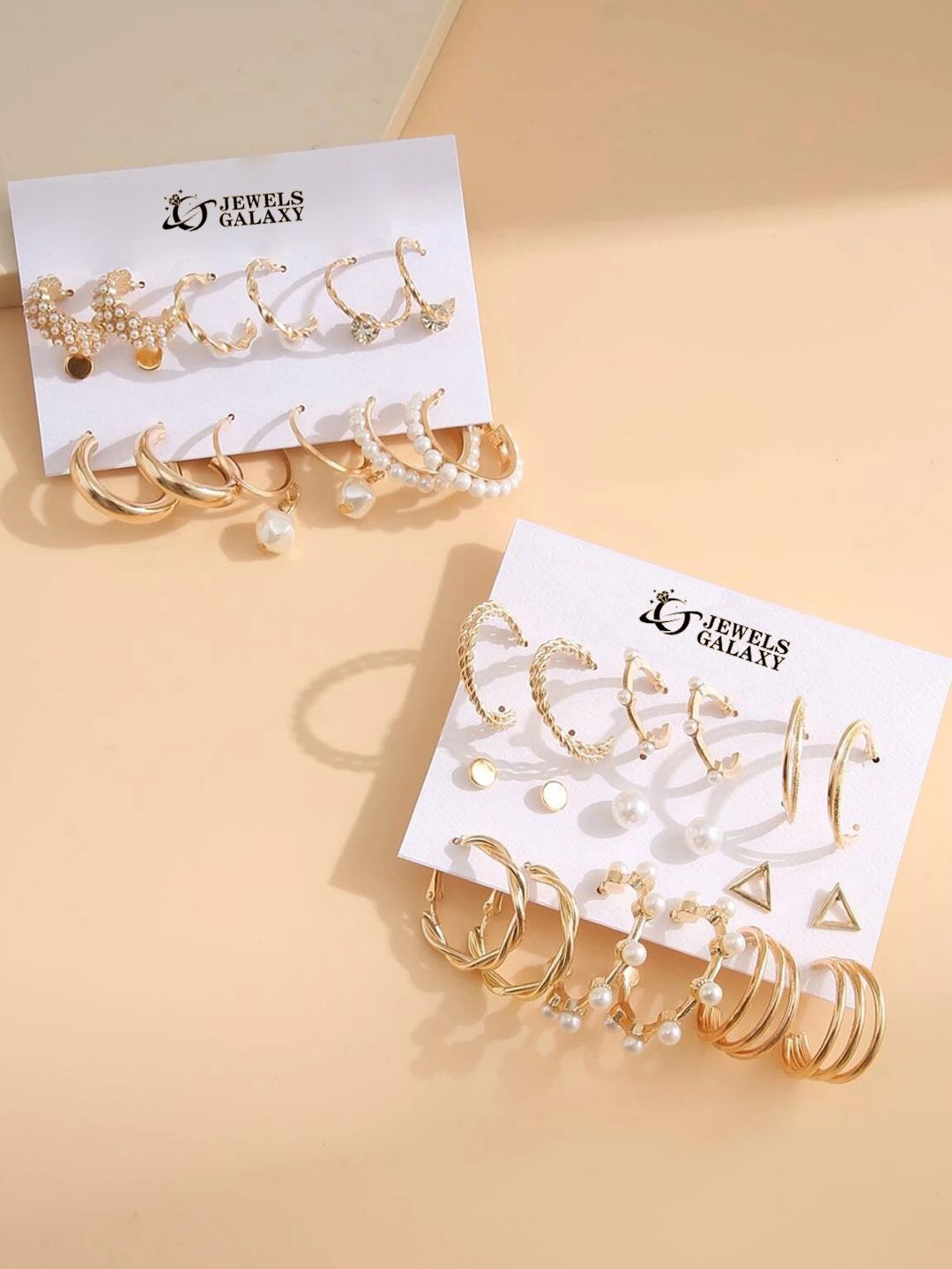 

Jewels Galaxy Set Of 6 Pearls Gold-Plated Contemporary Studs Earrings